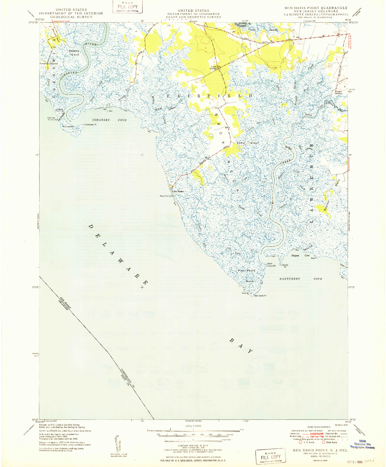 USGS 1:24000-SCALE QUADRANGLE FOR BEN DAVIS POINT, NJ 1949