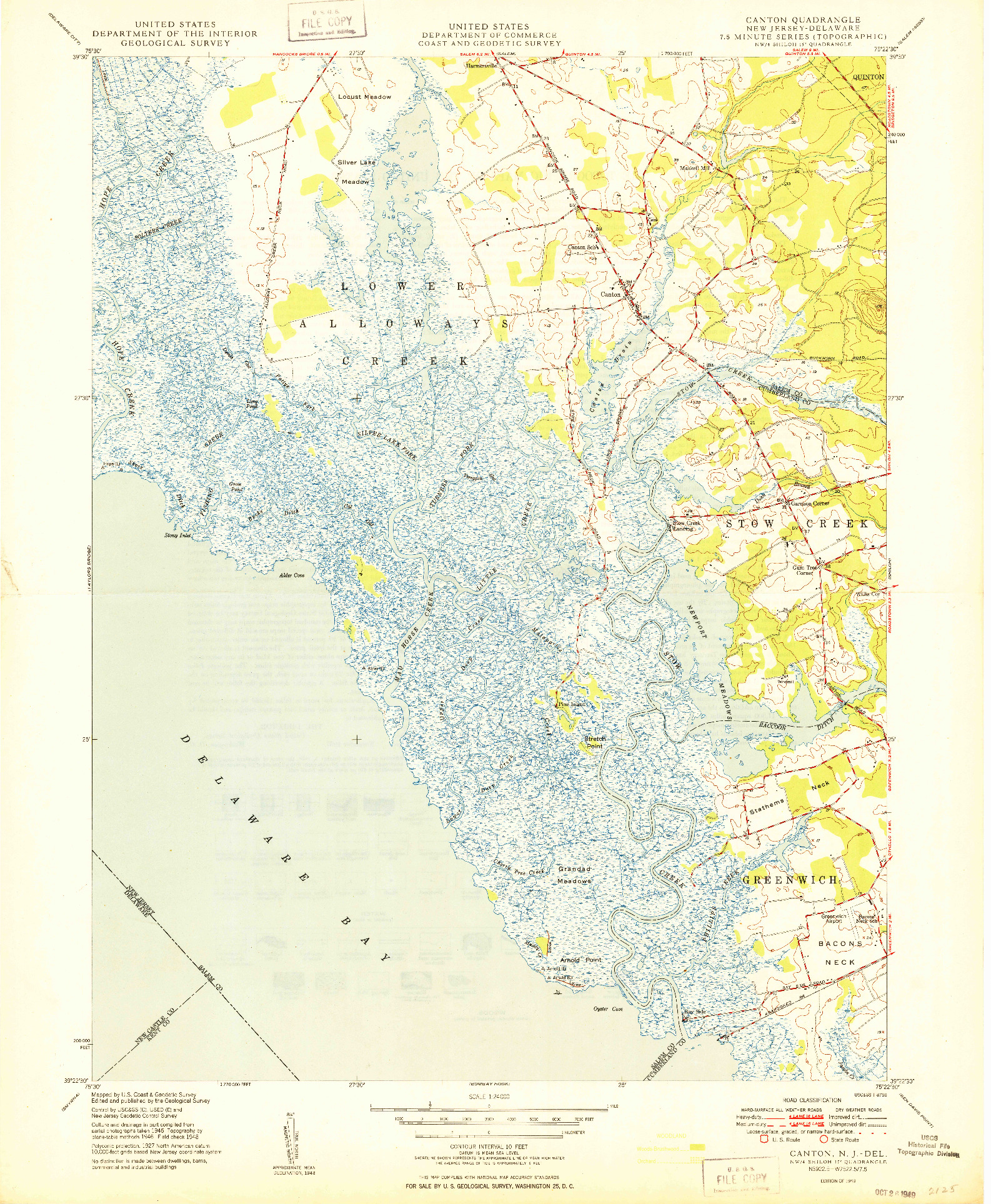 USGS 1:24000-SCALE QUADRANGLE FOR CANTON, NJ 1949
