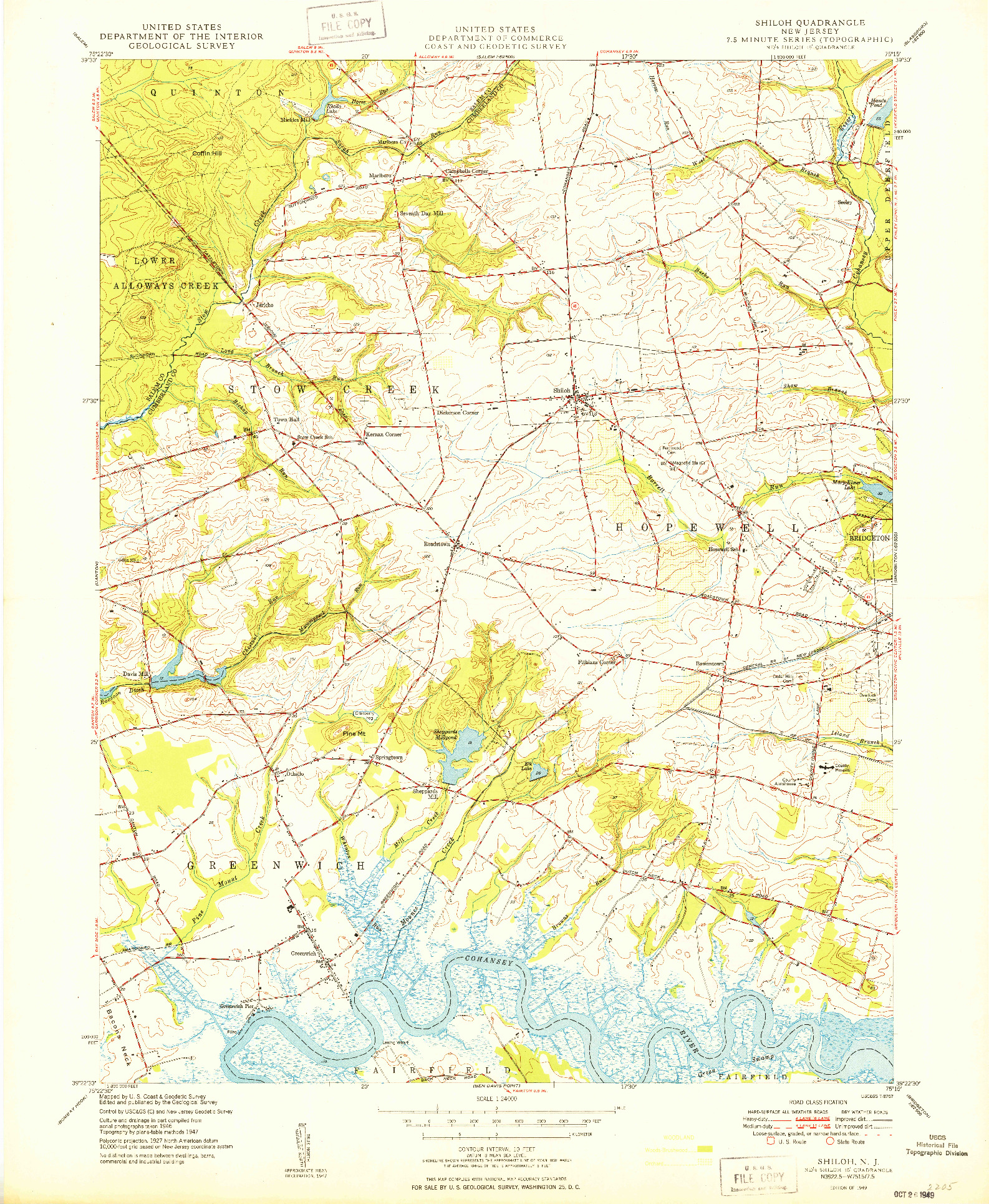 USGS 1:24000-SCALE QUADRANGLE FOR SHILOH, NJ 1949