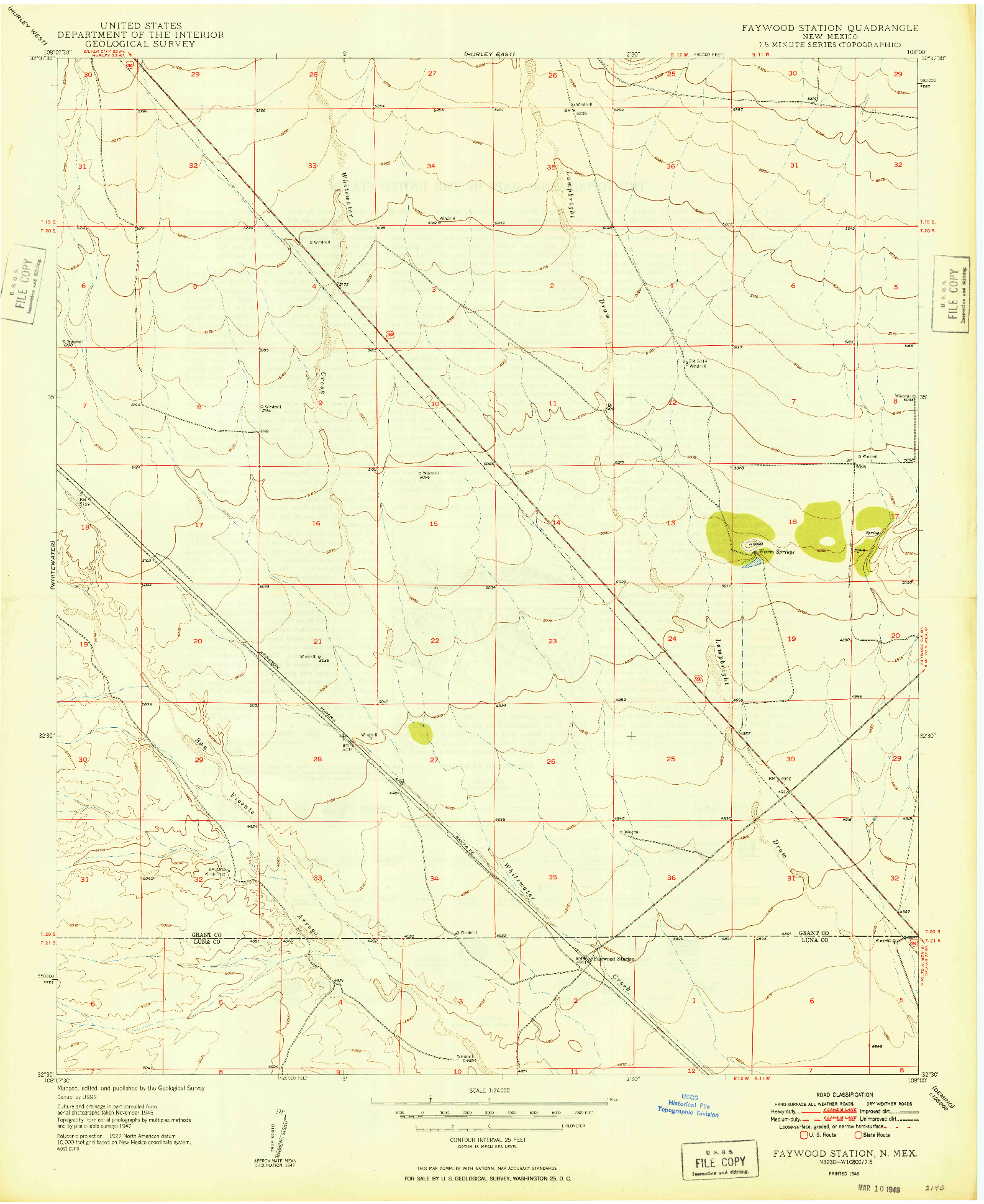 USGS 1:24000-SCALE QUADRANGLE FOR FAYWOOD STATION, NM 1949