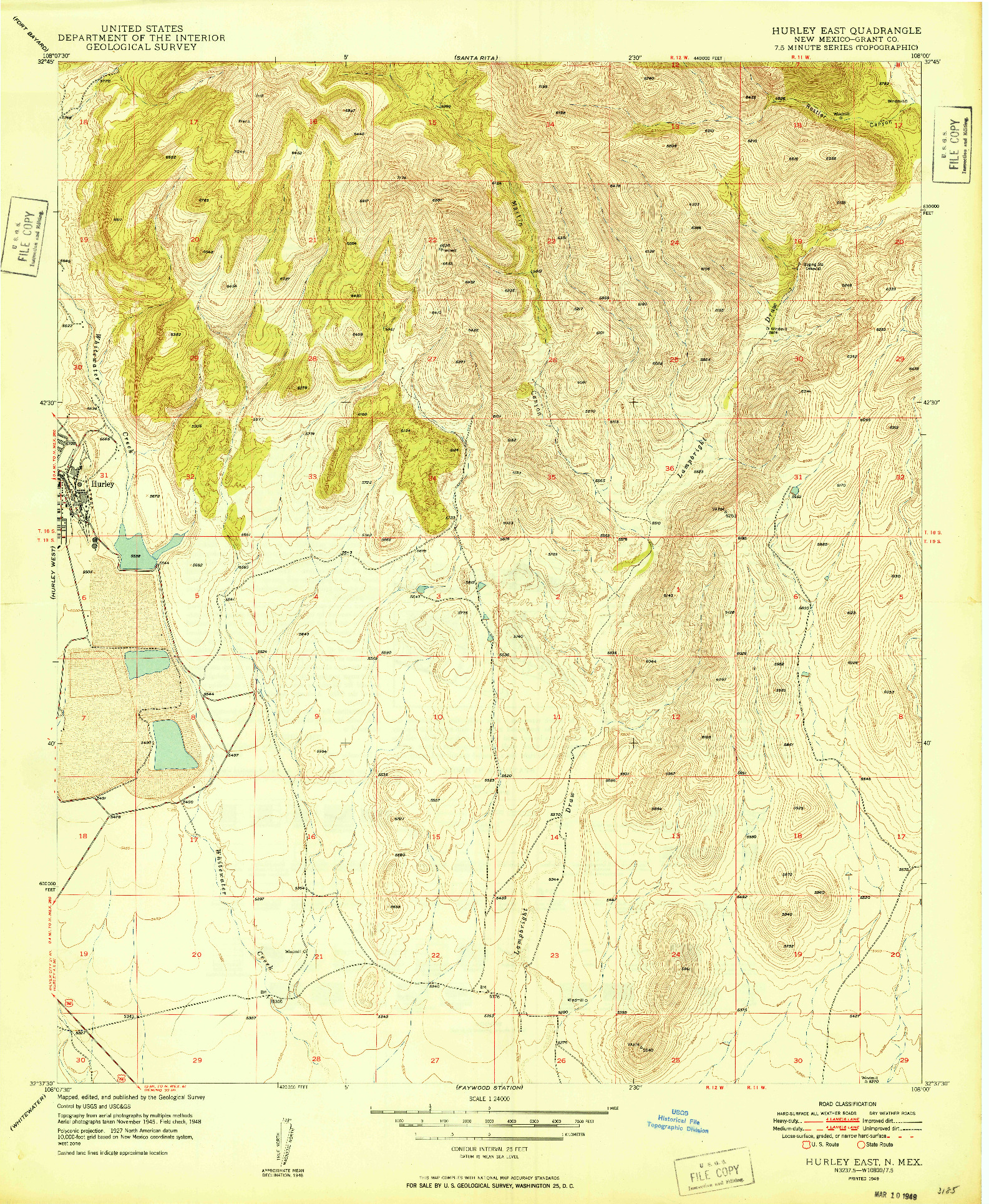 USGS 1:24000-SCALE QUADRANGLE FOR HURLEY EAST, NM 1949