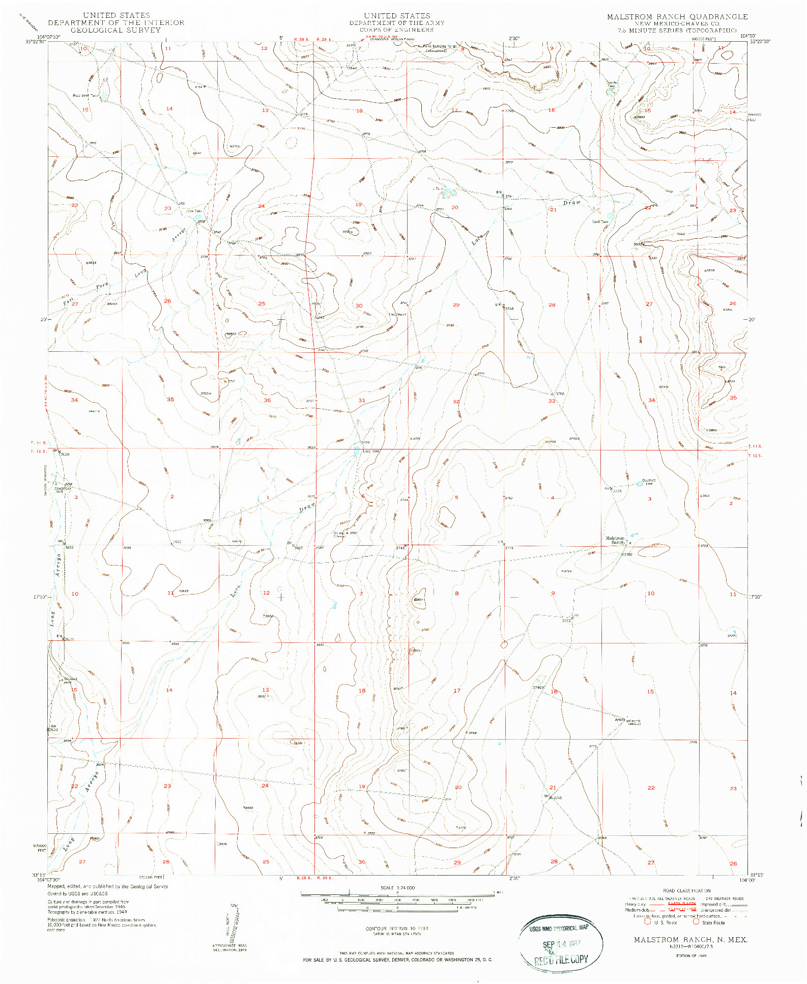 USGS 1:24000-SCALE QUADRANGLE FOR MALSTROM RANCH, NM 1949
