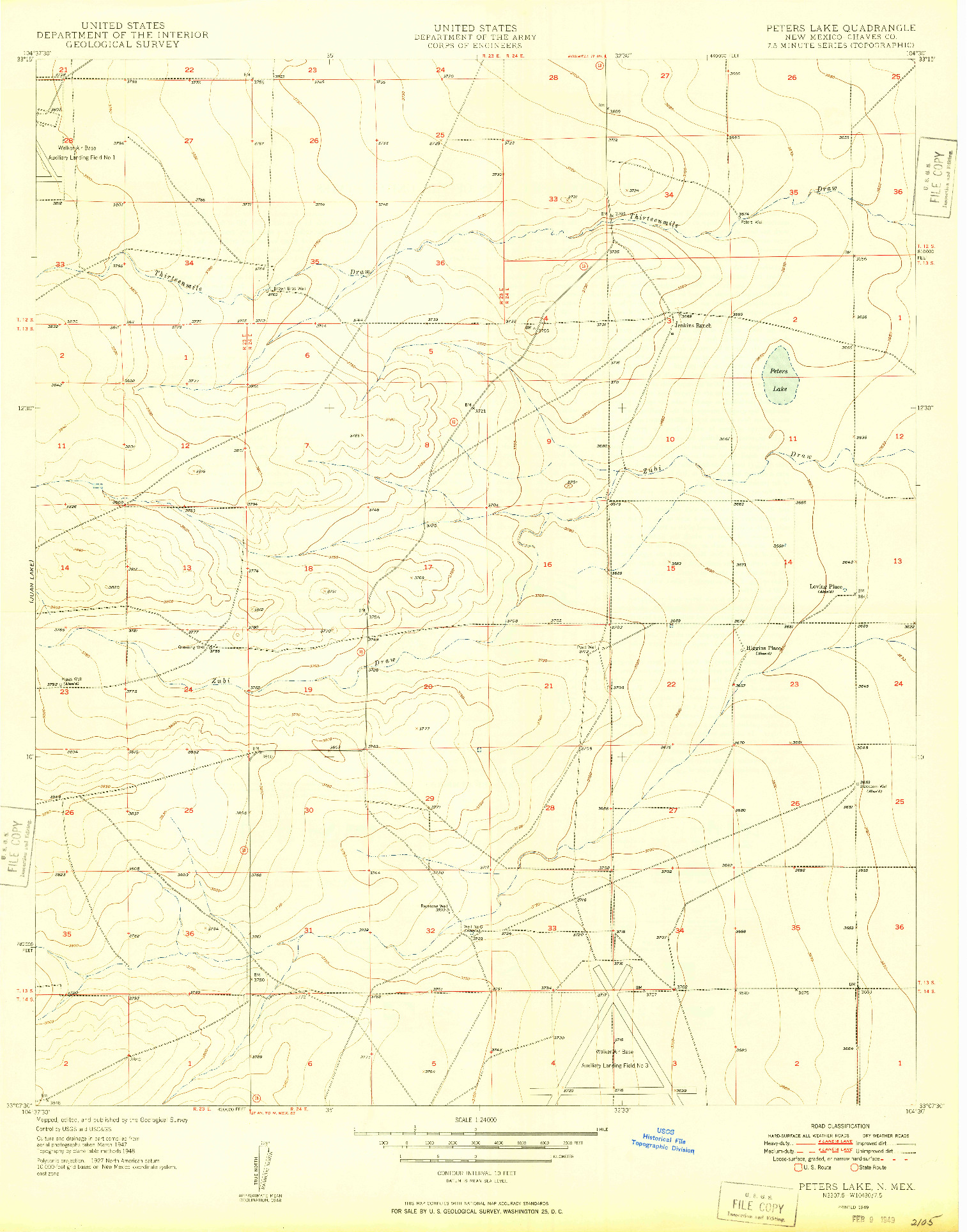 USGS 1:24000-SCALE QUADRANGLE FOR PETERS LAKE, NM 1949