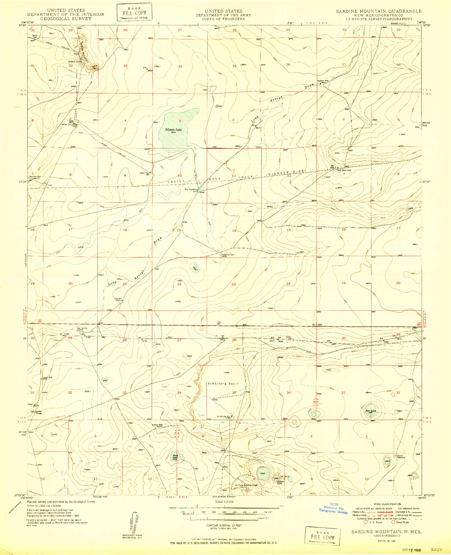 USGS 1:24000-SCALE QUADRANGLE FOR SARDINE MOUNTAIN, NM 1949