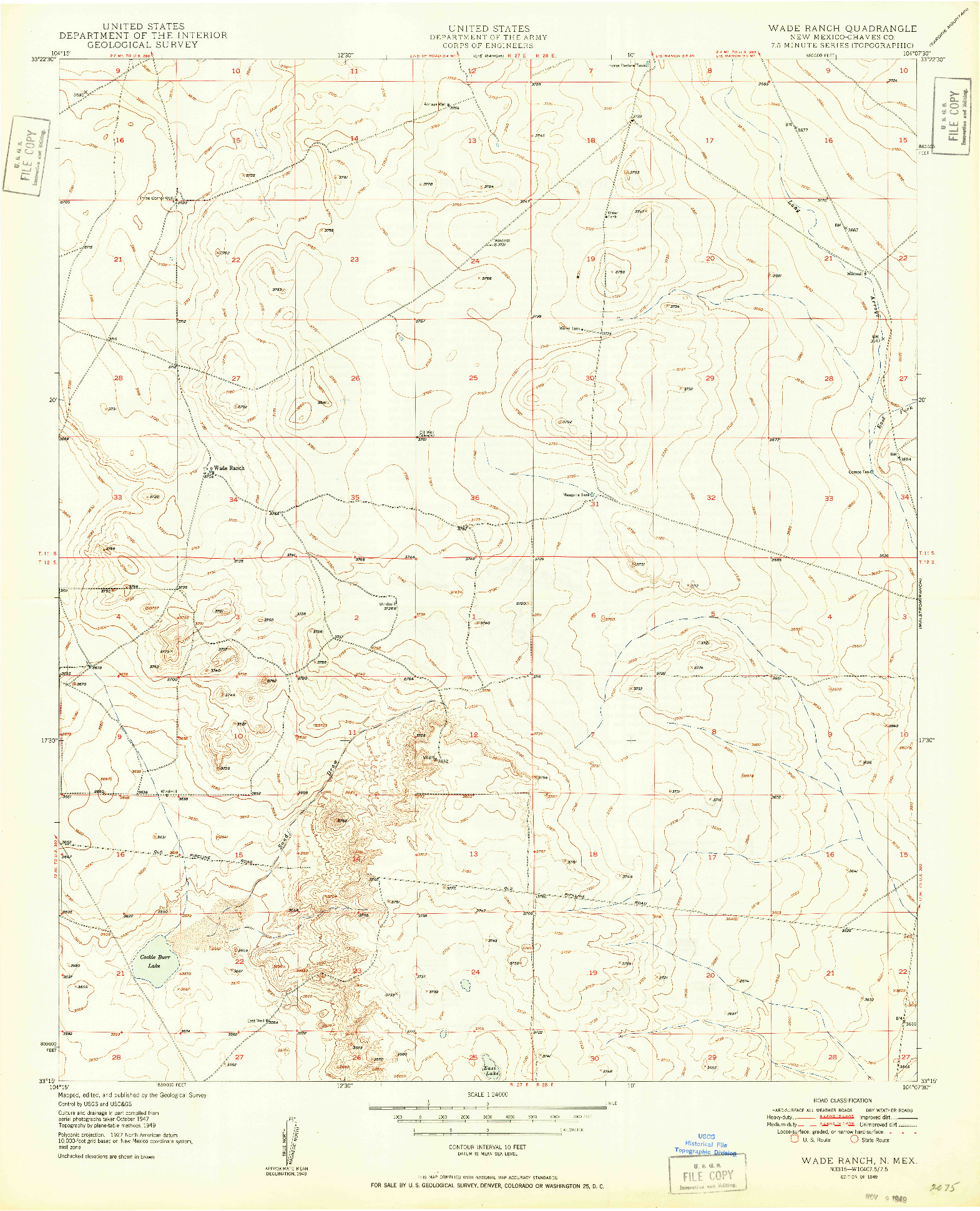 USGS 1:24000-SCALE QUADRANGLE FOR WADE RANCH, NM 1949