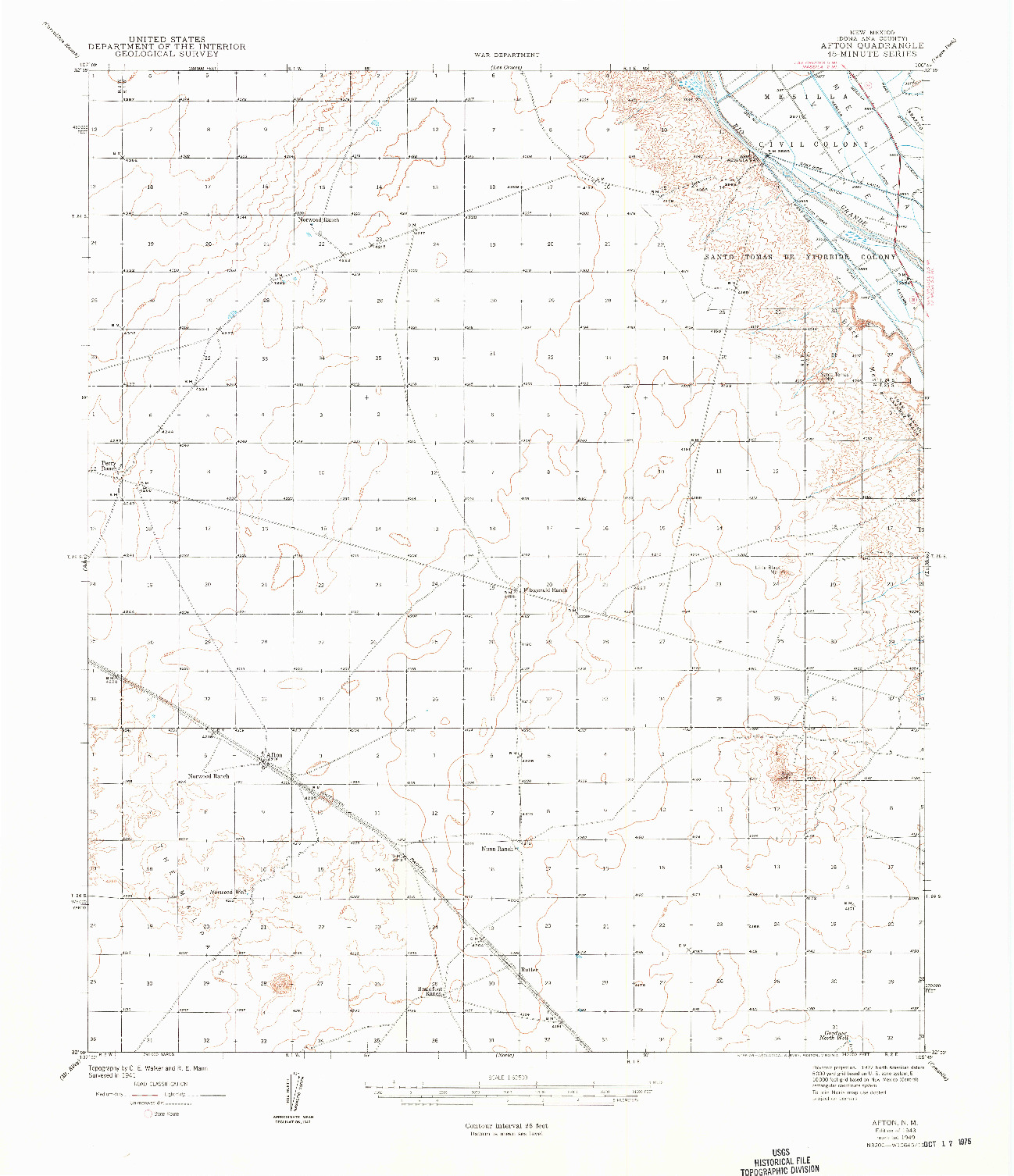 USGS 1:62500-SCALE QUADRANGLE FOR AFTON, NM 1943