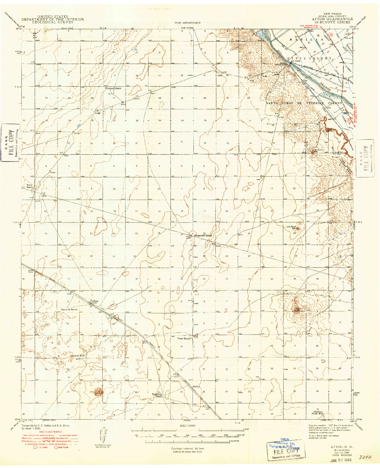 USGS 1:62500-SCALE QUADRANGLE FOR AFTON, NM 1943