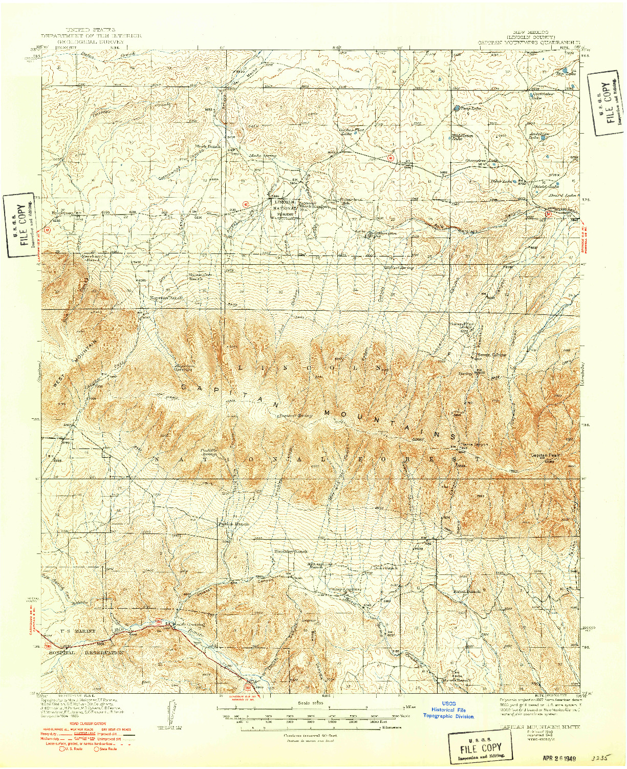 USGS 1:62500-SCALE QUADRANGLE FOR CAPITAN MOUNTAINS, NM 1940