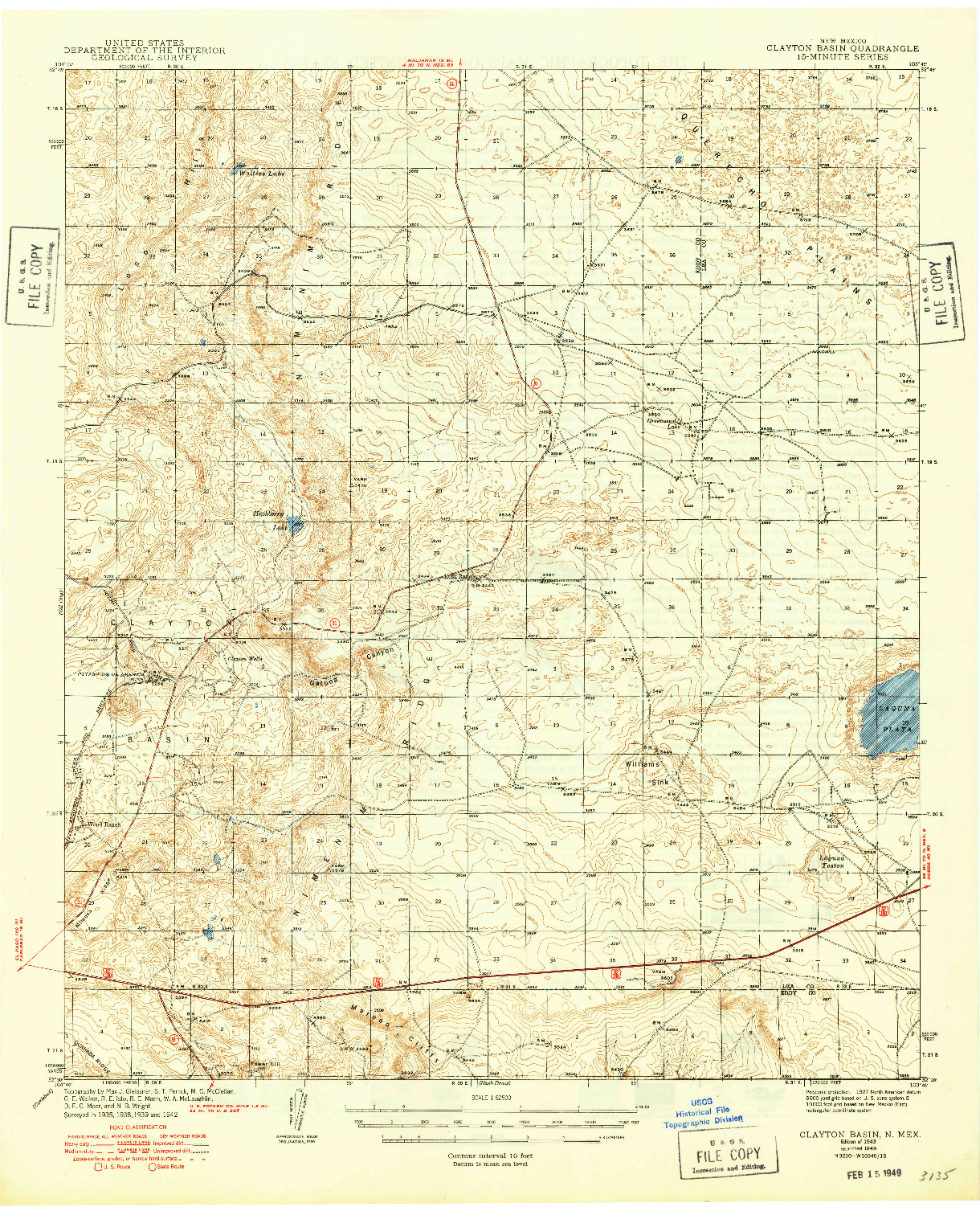 USGS 1:62500-SCALE QUADRANGLE FOR CLAYTON BASIN, NM 1943