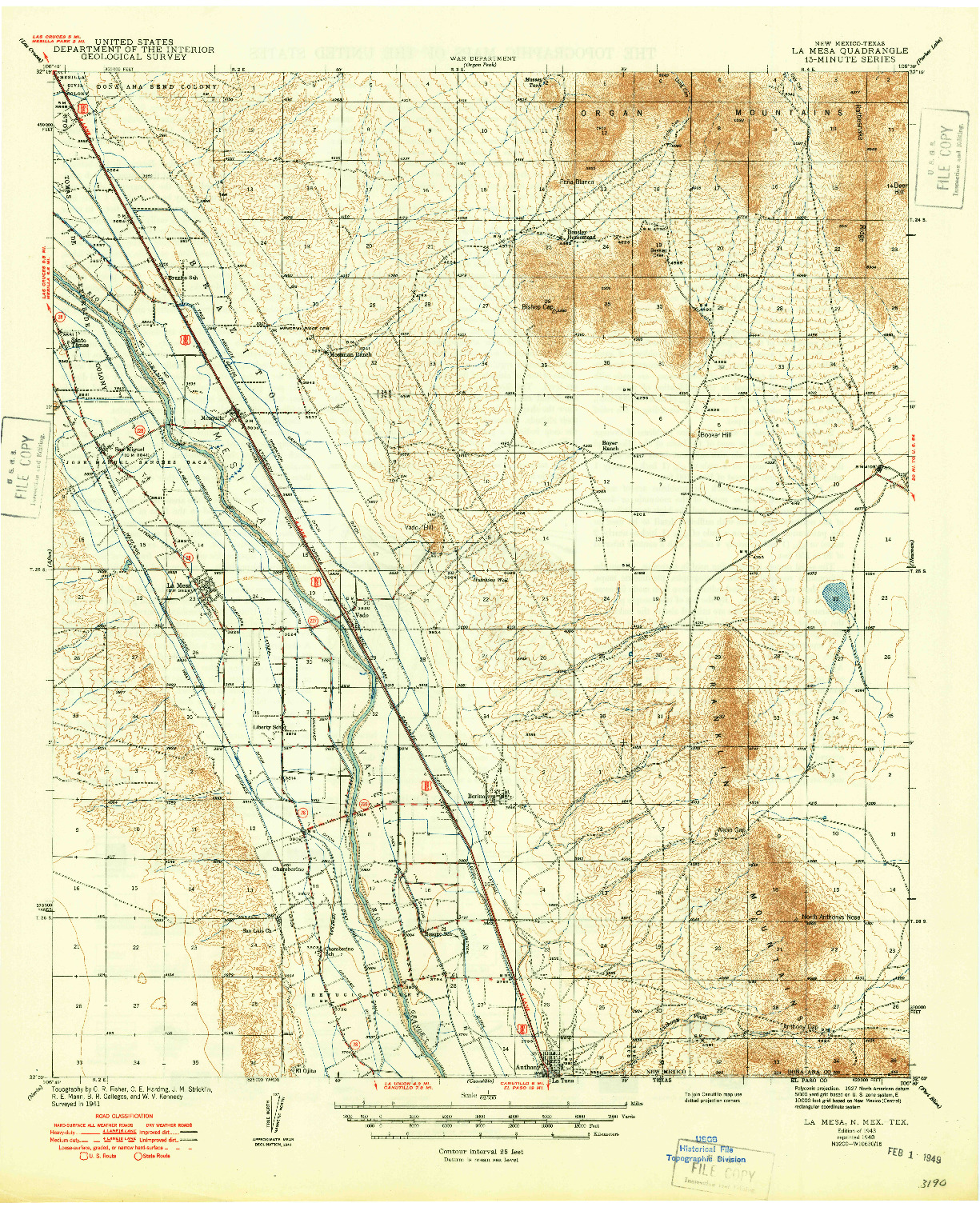 USGS 1:62500-SCALE QUADRANGLE FOR LA MESA, NM 1943