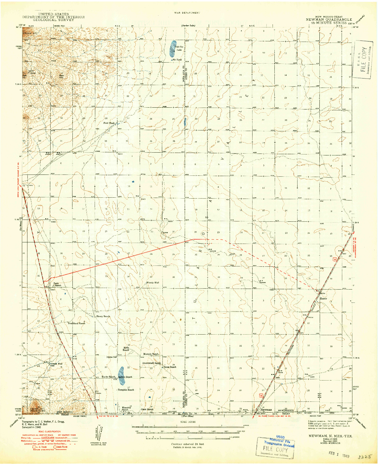 USGS 1:62500-SCALE QUADRANGLE FOR NEWMAN, NM 1943