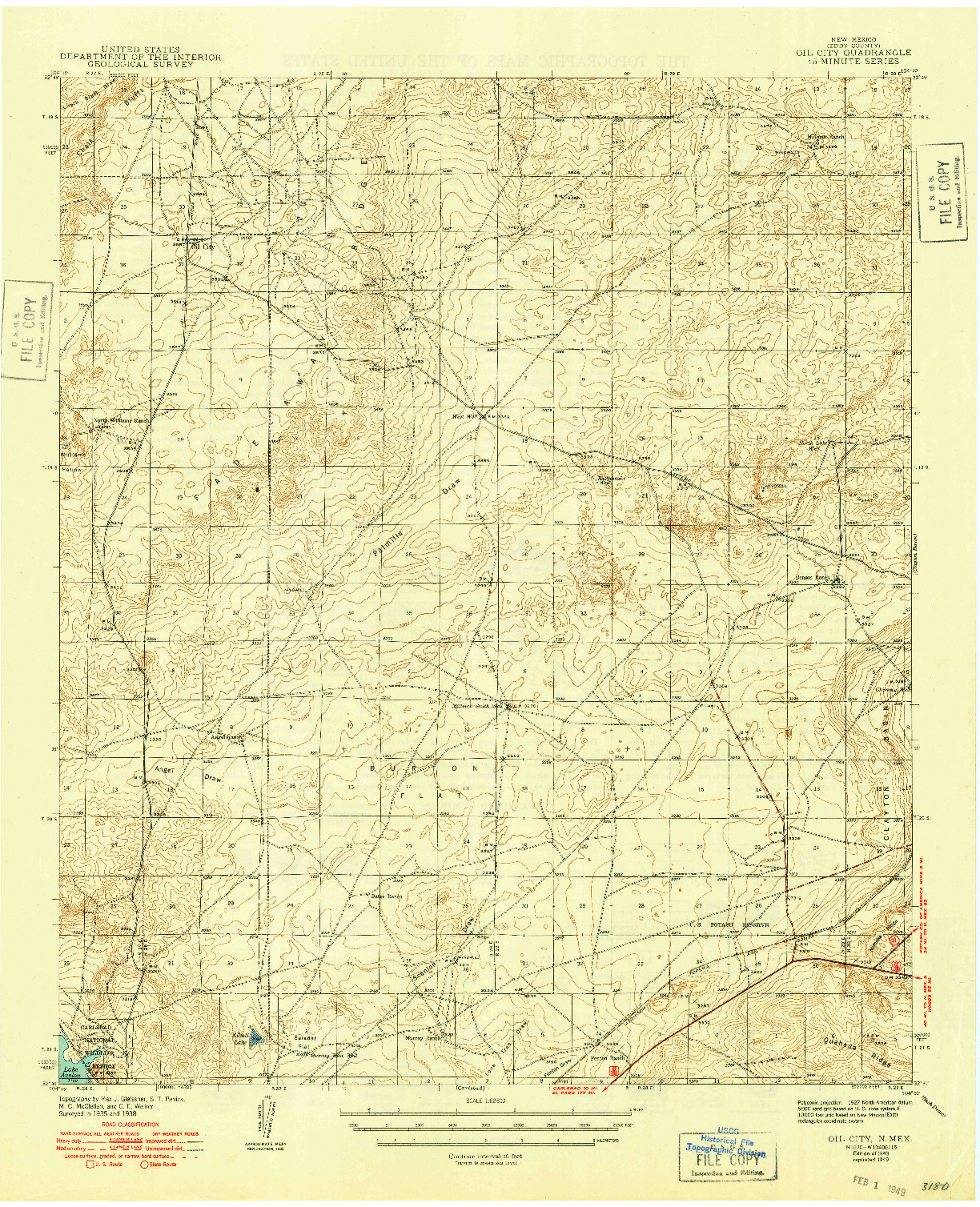 USGS 1:62500-SCALE QUADRANGLE FOR OIL CITY, NM 1943