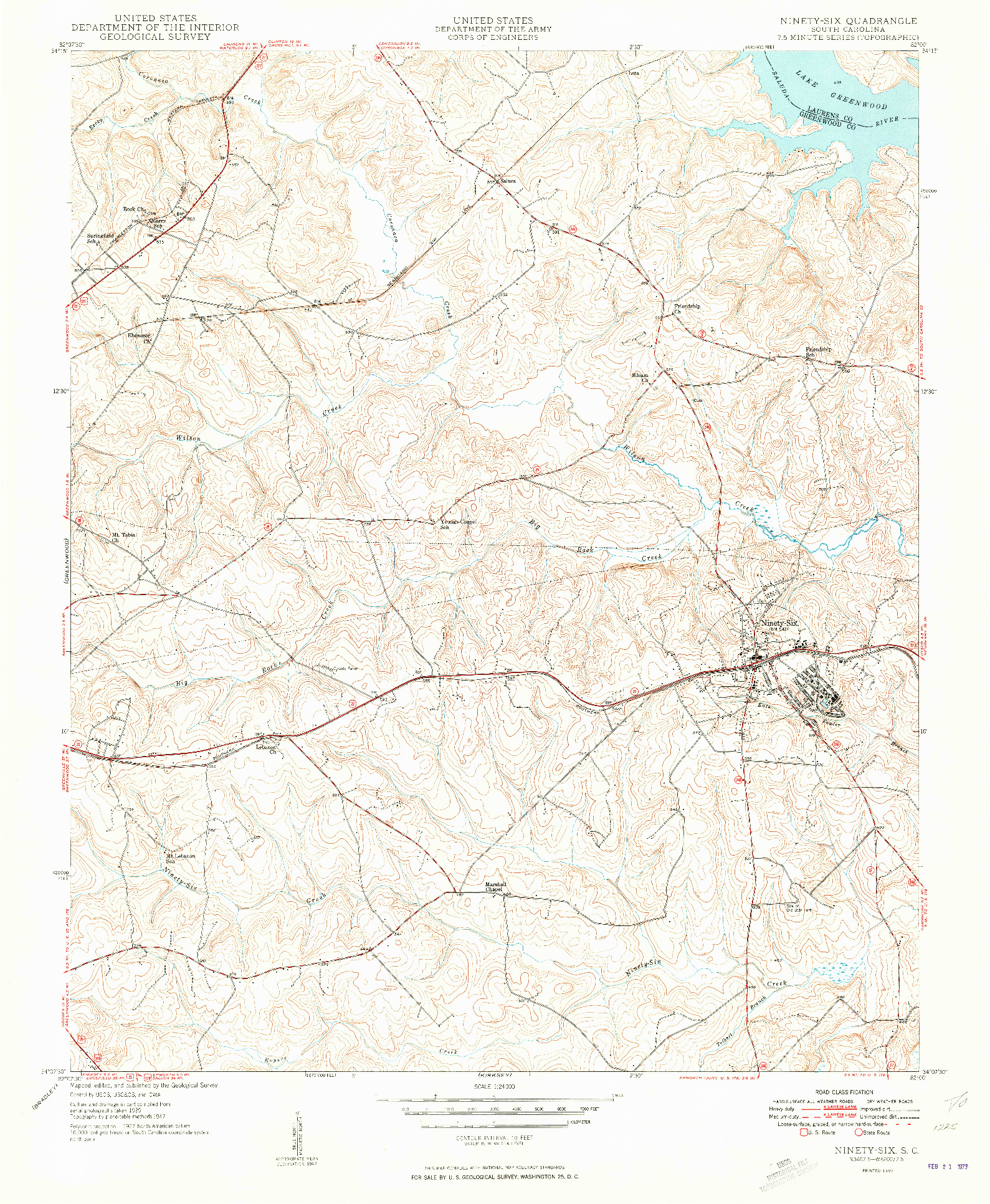 USGS 1:24000-SCALE QUADRANGLE FOR NINETY-SIX, SC 1949