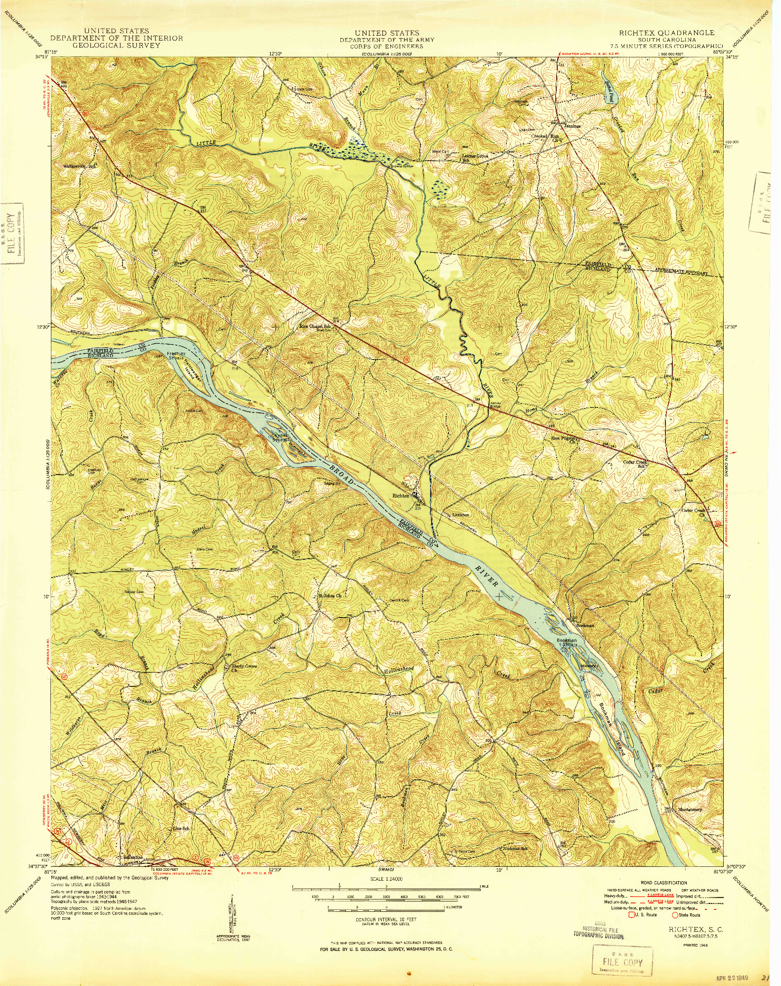 USGS 1:24000-SCALE QUADRANGLE FOR RICHTEX, SC 1949