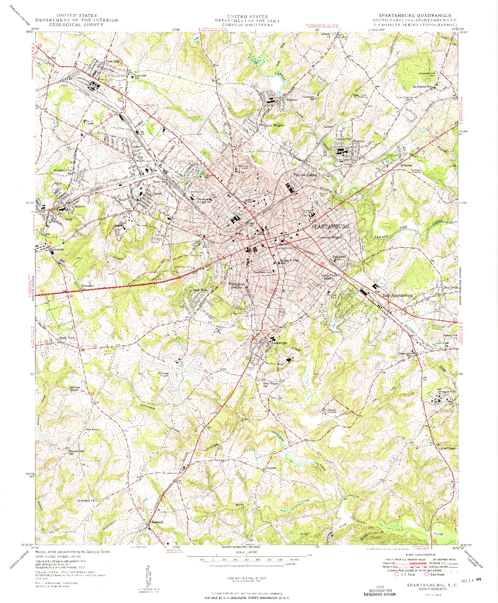 USGS 1:24000-SCALE QUADRANGLE FOR SPARTANBURG, SC 1949