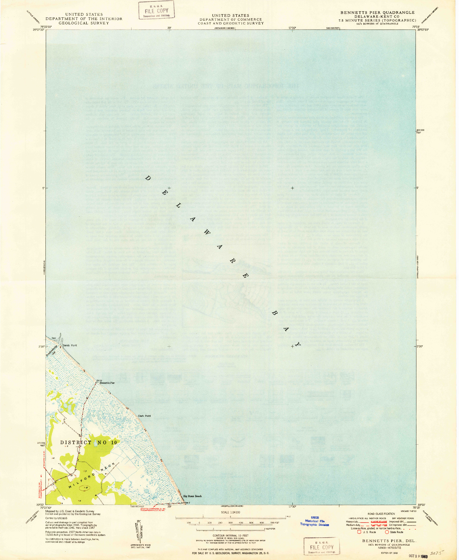 USGS 1:24000-SCALE QUADRANGLE FOR BENNETTS PIER, DE 1949