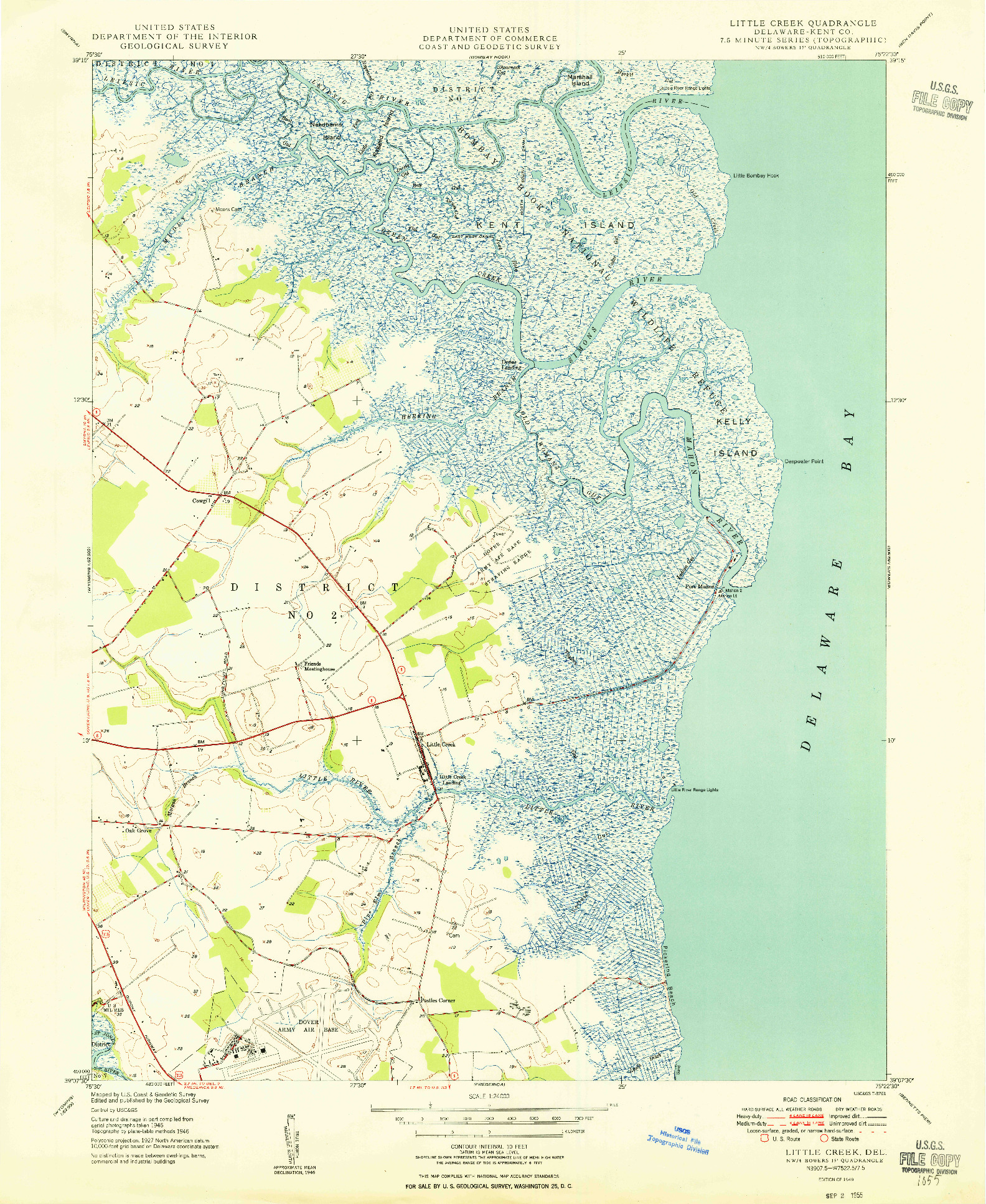 USGS 1:24000-SCALE QUADRANGLE FOR LITTLE CREEK, DE 1949