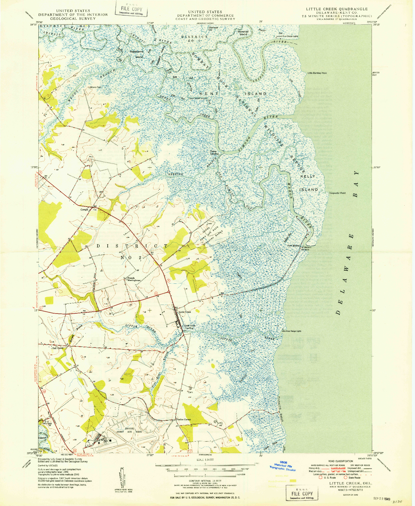 USGS 1:24000-SCALE QUADRANGLE FOR LITTLE CREEK, DE 1949