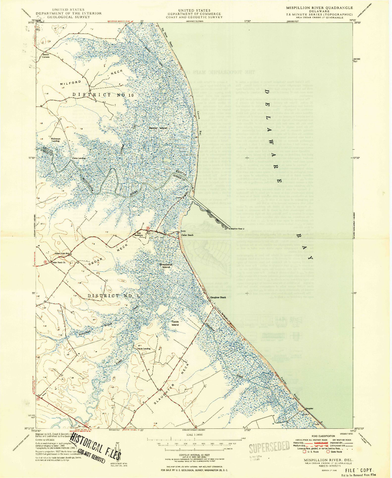 USGS 1:24000-SCALE QUADRANGLE FOR MISPILLION RIVER, DE 1949