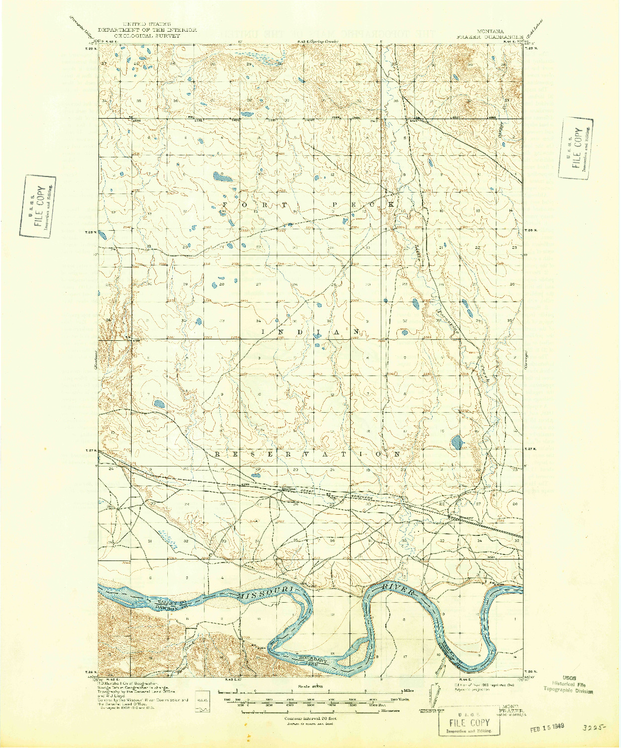 USGS 1:62500-SCALE QUADRANGLE FOR FRAZER, MT 1915
