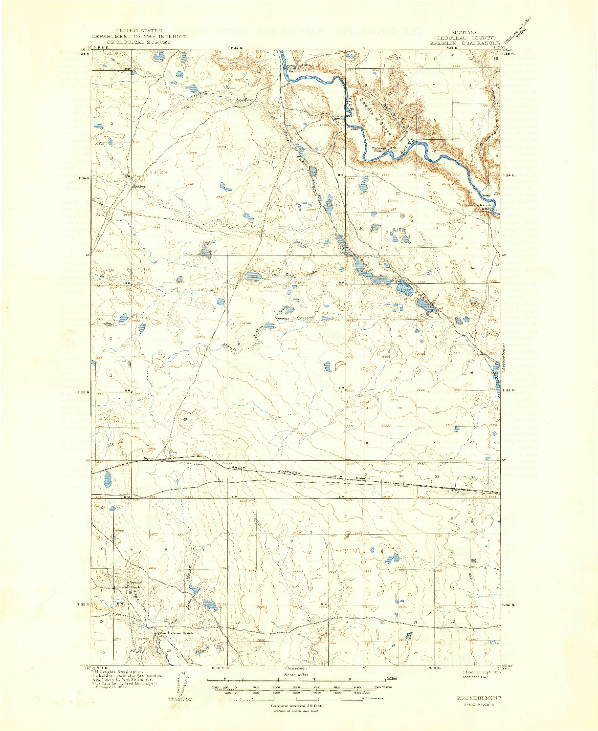 USGS 1:62500-SCALE QUADRANGLE FOR KREMLIN, MT 1906