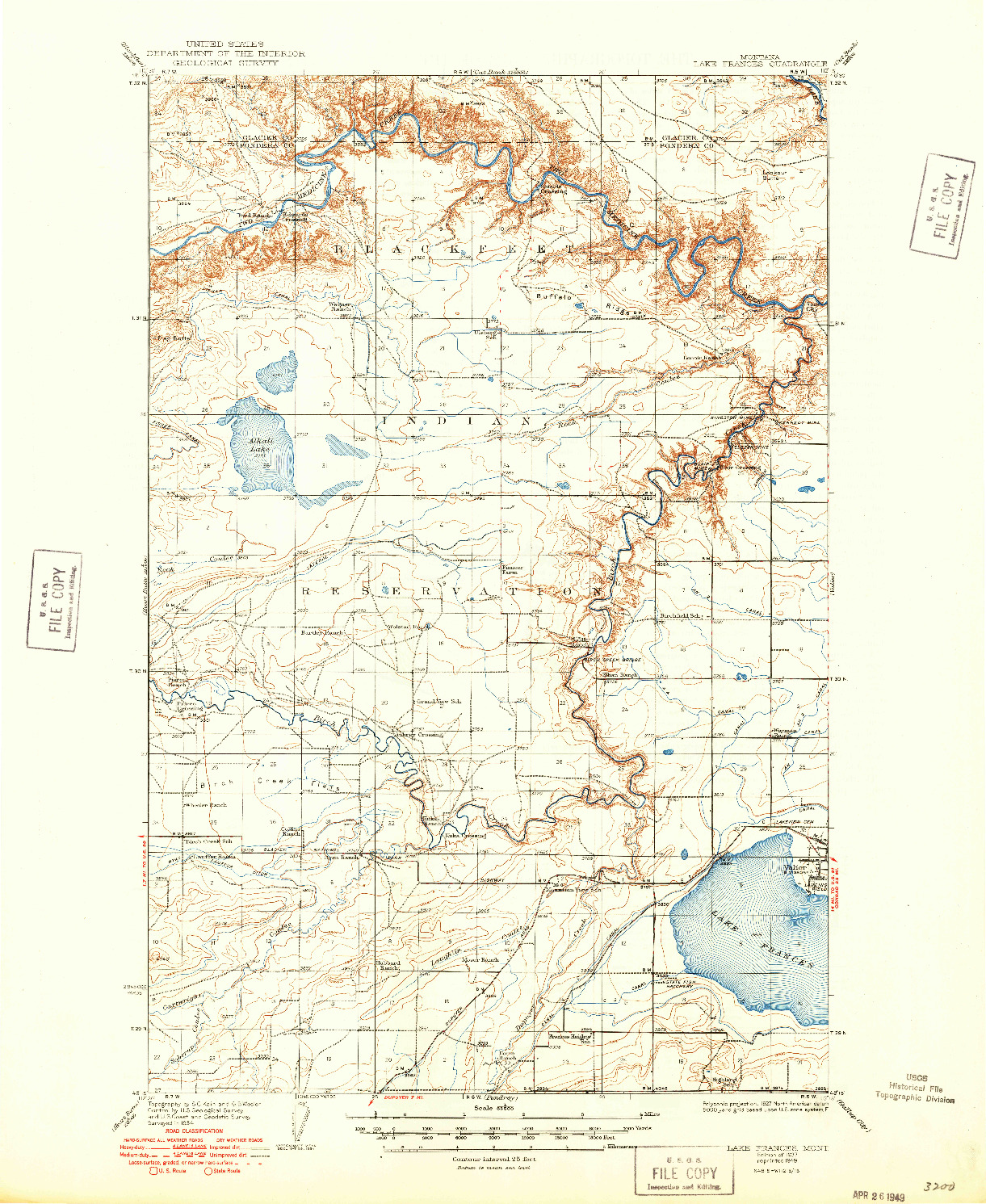 USGS 1:62500-SCALE QUADRANGLE FOR LAKE FRANCES, MT 1937