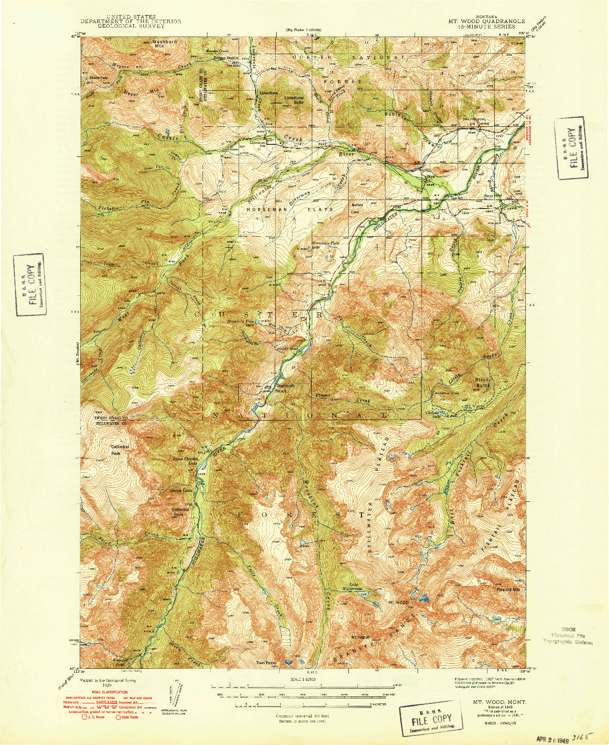 USGS 1:62500-SCALE QUADRANGLE FOR MT WOOD, MT 1939