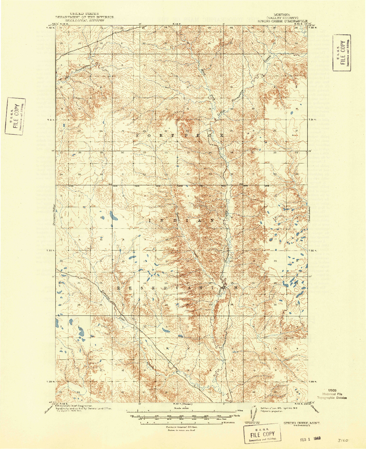 USGS 1:62500-SCALE QUADRANGLE FOR SPRING CREEK, MT 1915