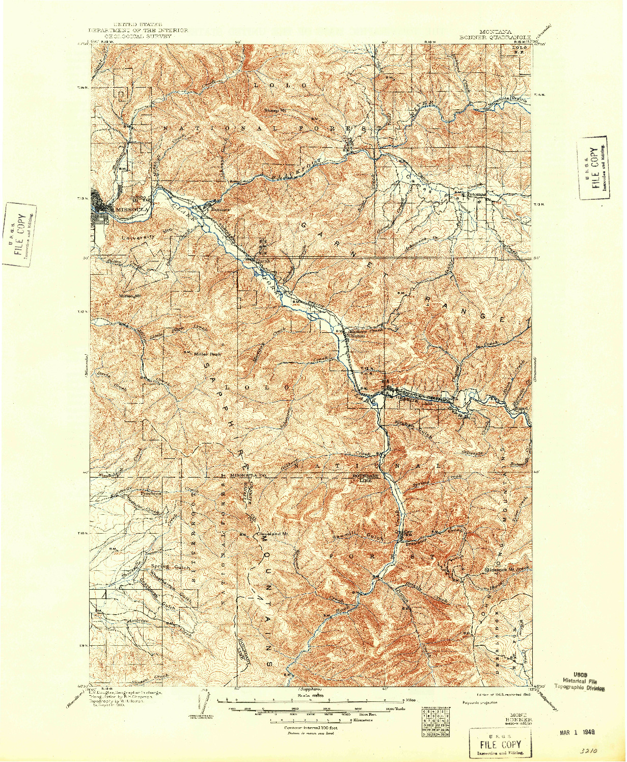 USGS 1:125000-SCALE QUADRANGLE FOR BONNER, MT 1903