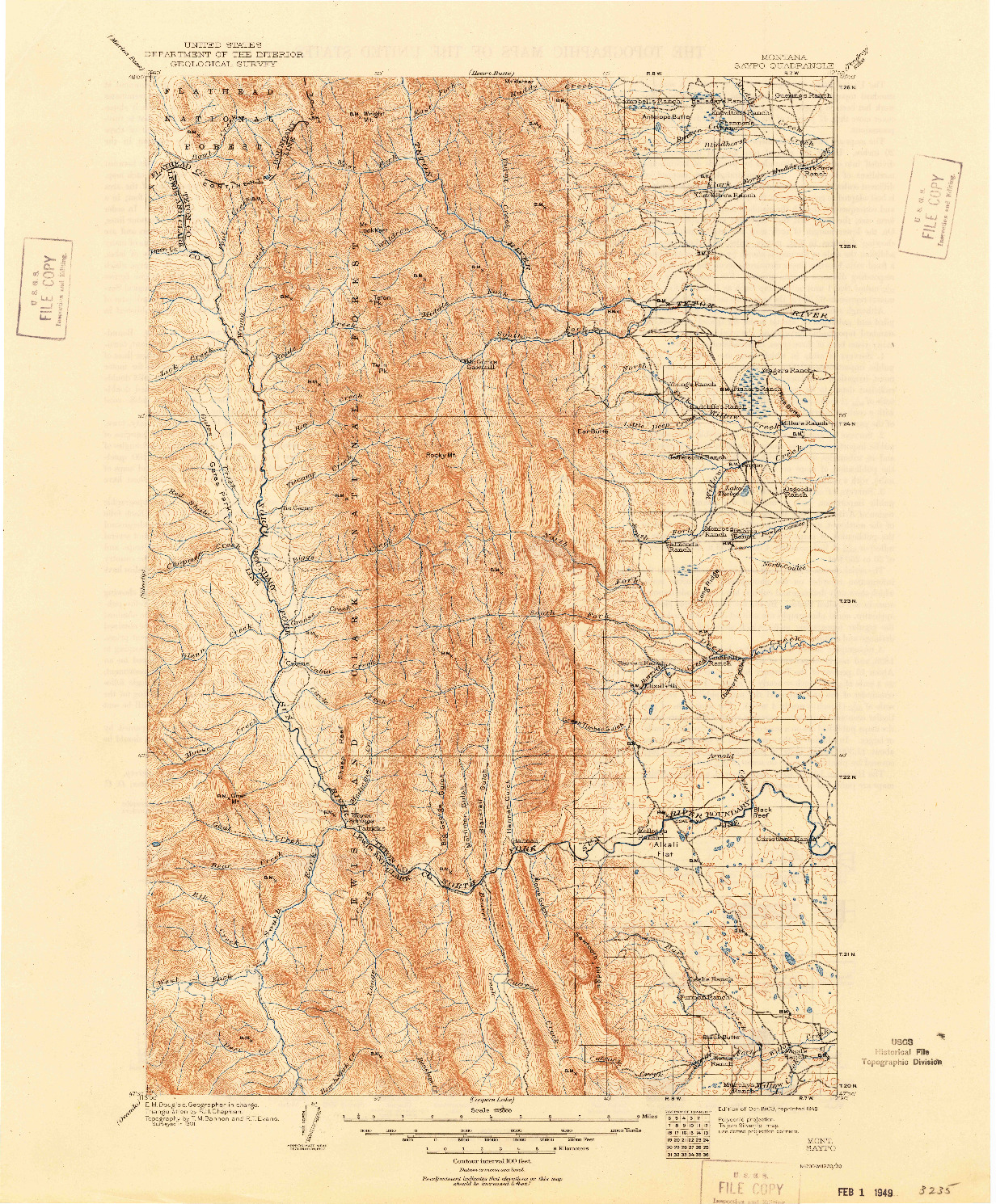 USGS 1:125000-SCALE QUADRANGLE FOR SAYPO, MT 1903