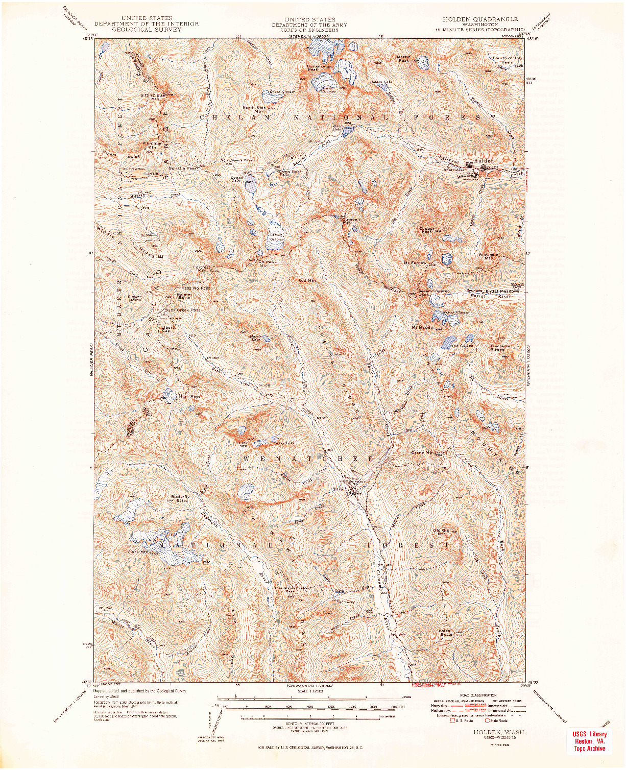 USGS 1:62500-SCALE QUADRANGLE FOR HOLDEN, WA 1949