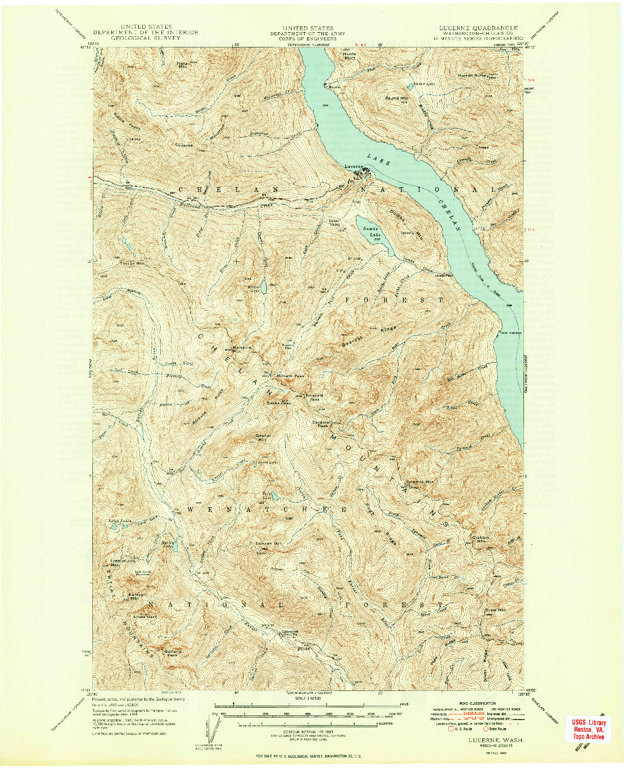 USGS 1:62500-SCALE QUADRANGLE FOR LUCERNE, WA 1949