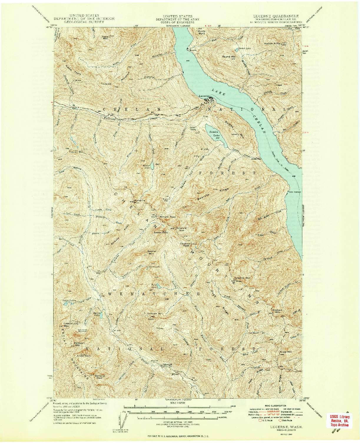 USGS 1:62500-SCALE QUADRANGLE FOR LUCERNE, WA 1949