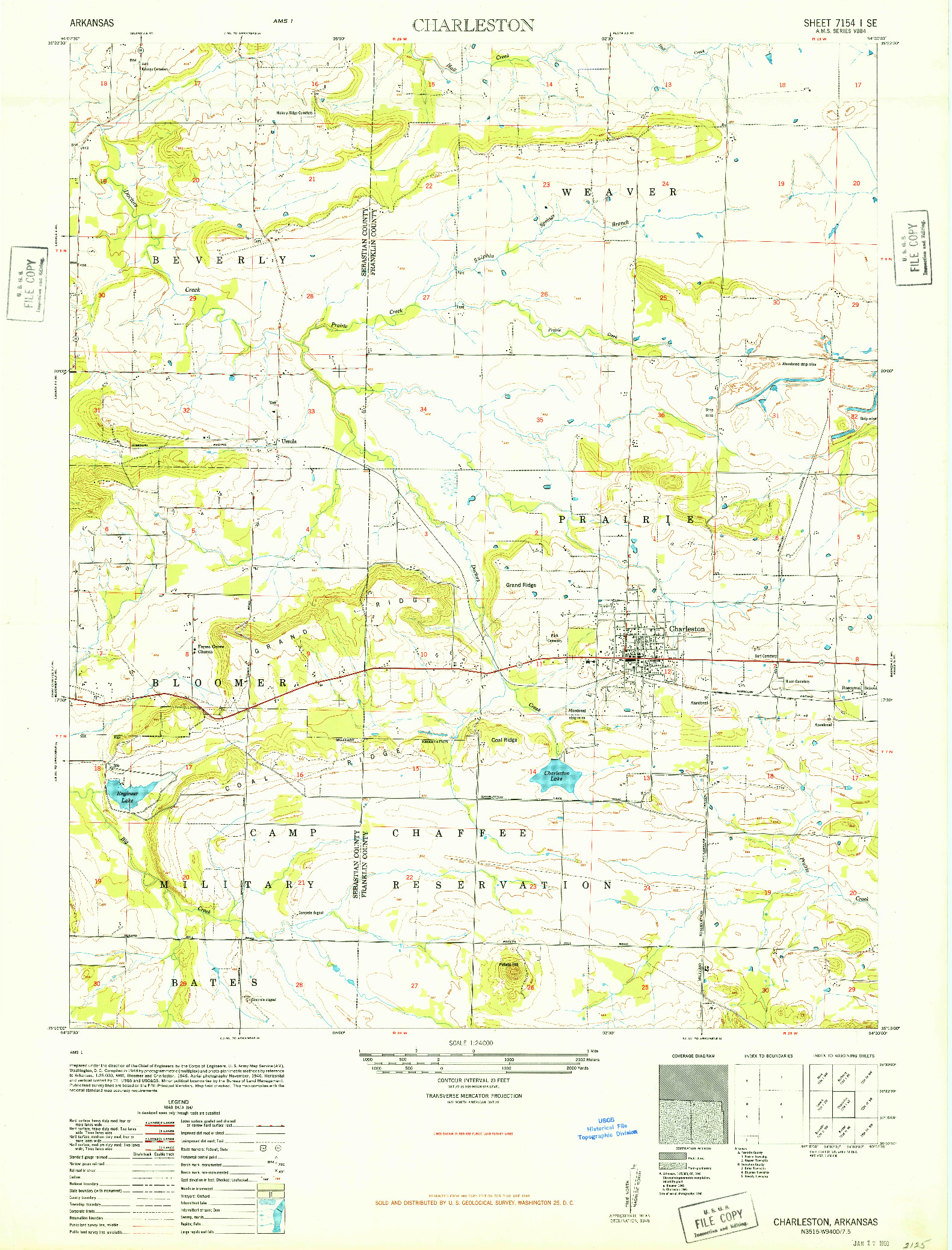 USGS 1:24000-SCALE QUADRANGLE FOR CHARLESTON, AR 1948