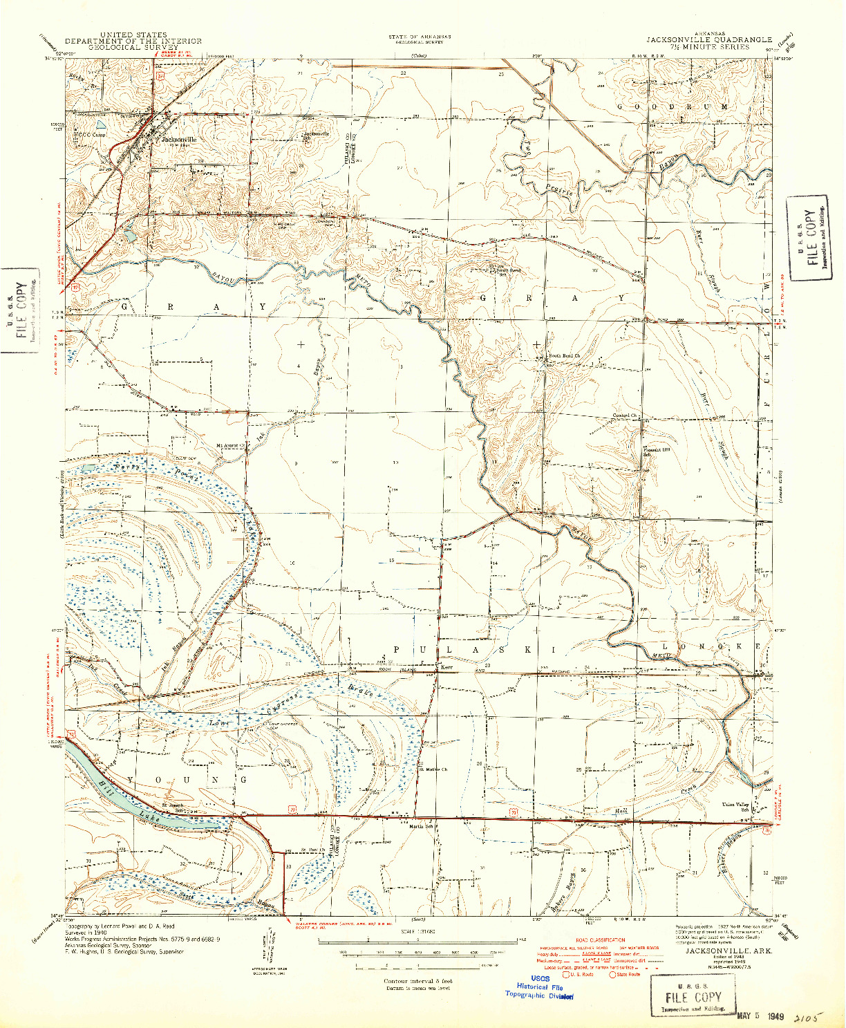 USGS 1:31680-SCALE QUADRANGLE FOR JACKSONVILLE, AR 1943
