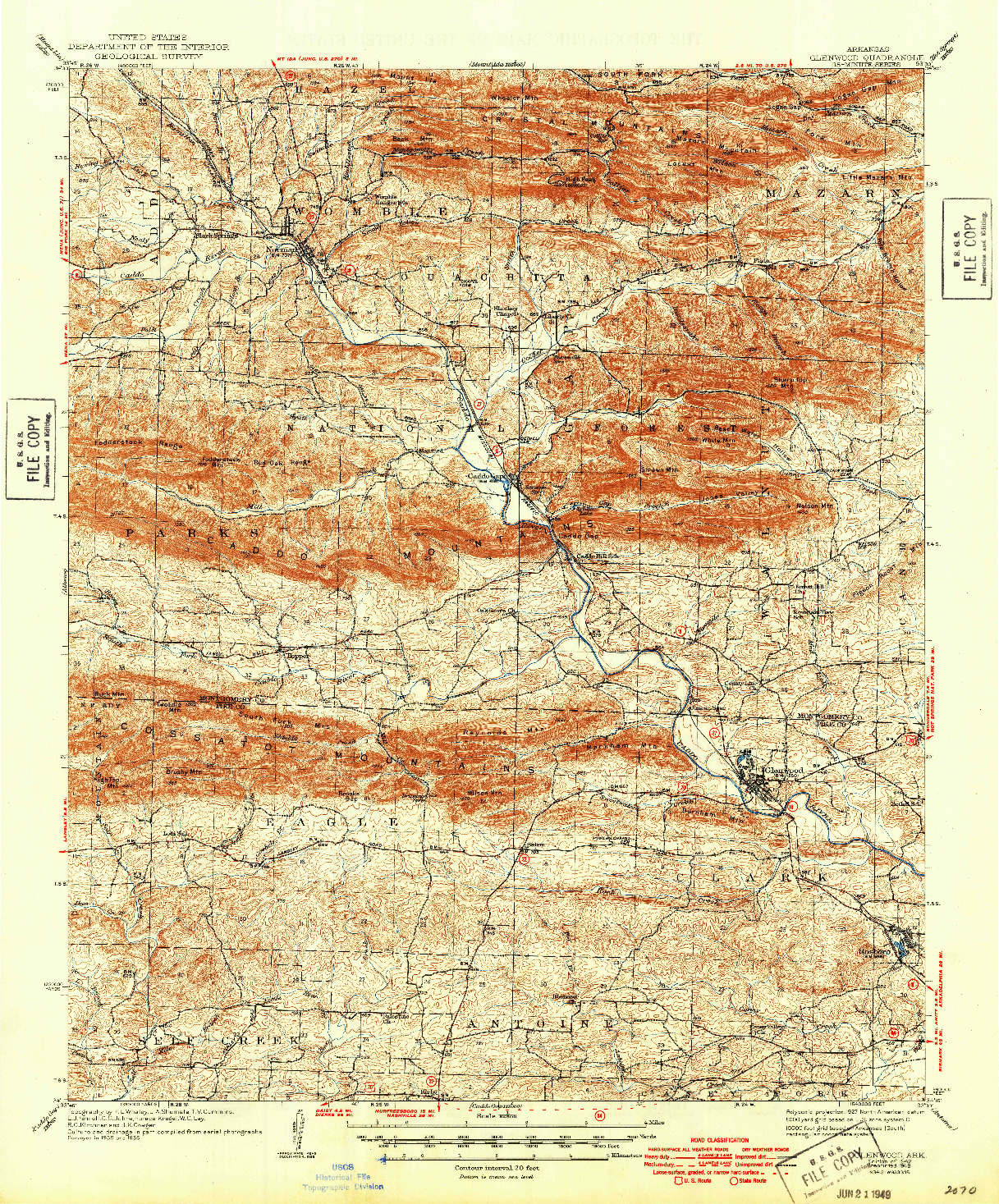 USGS 1:62500-SCALE QUADRANGLE FOR GLENWOOD, AR 1942