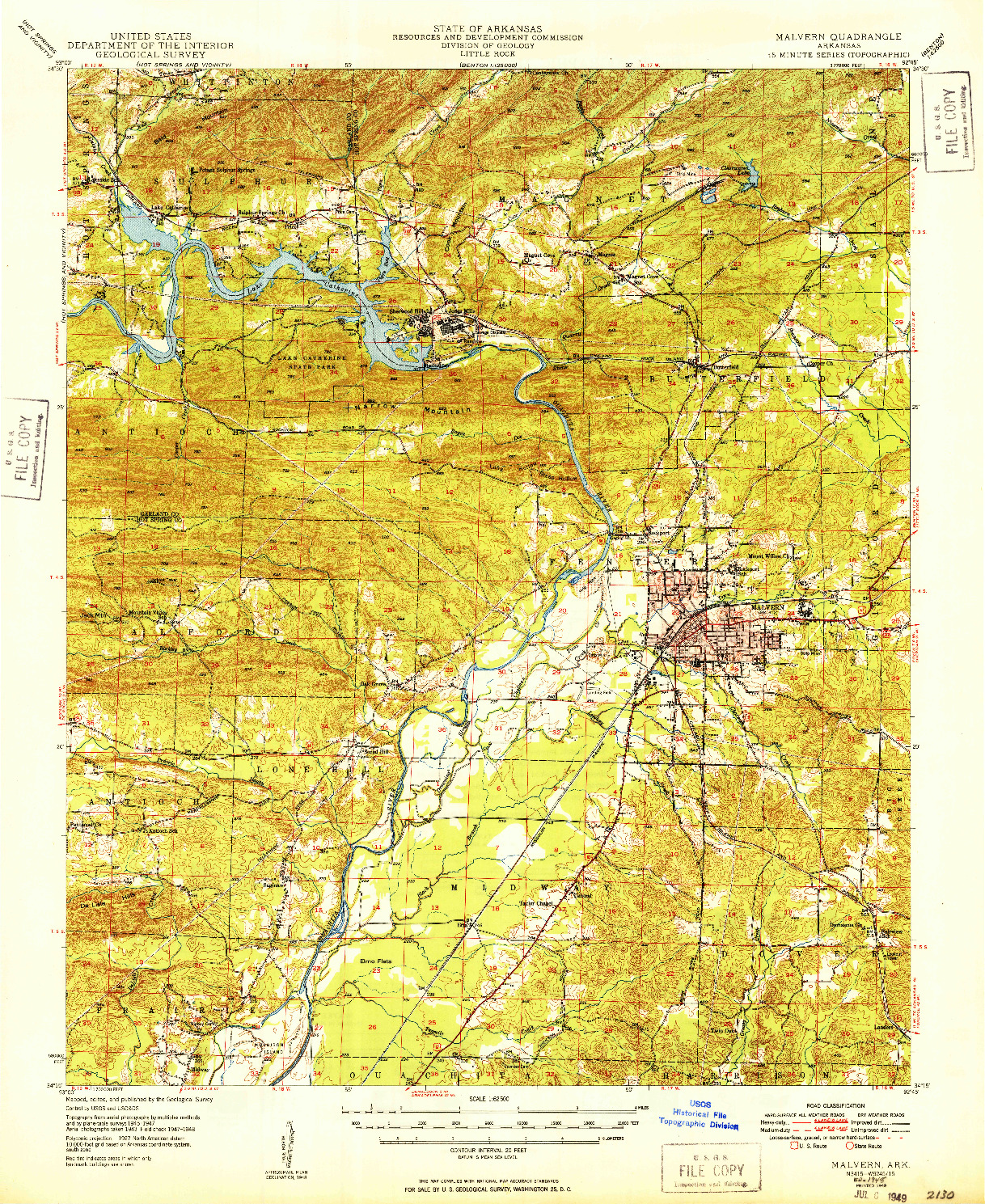 USGS 1:62500-SCALE QUADRANGLE FOR MALVERN, AR 1949