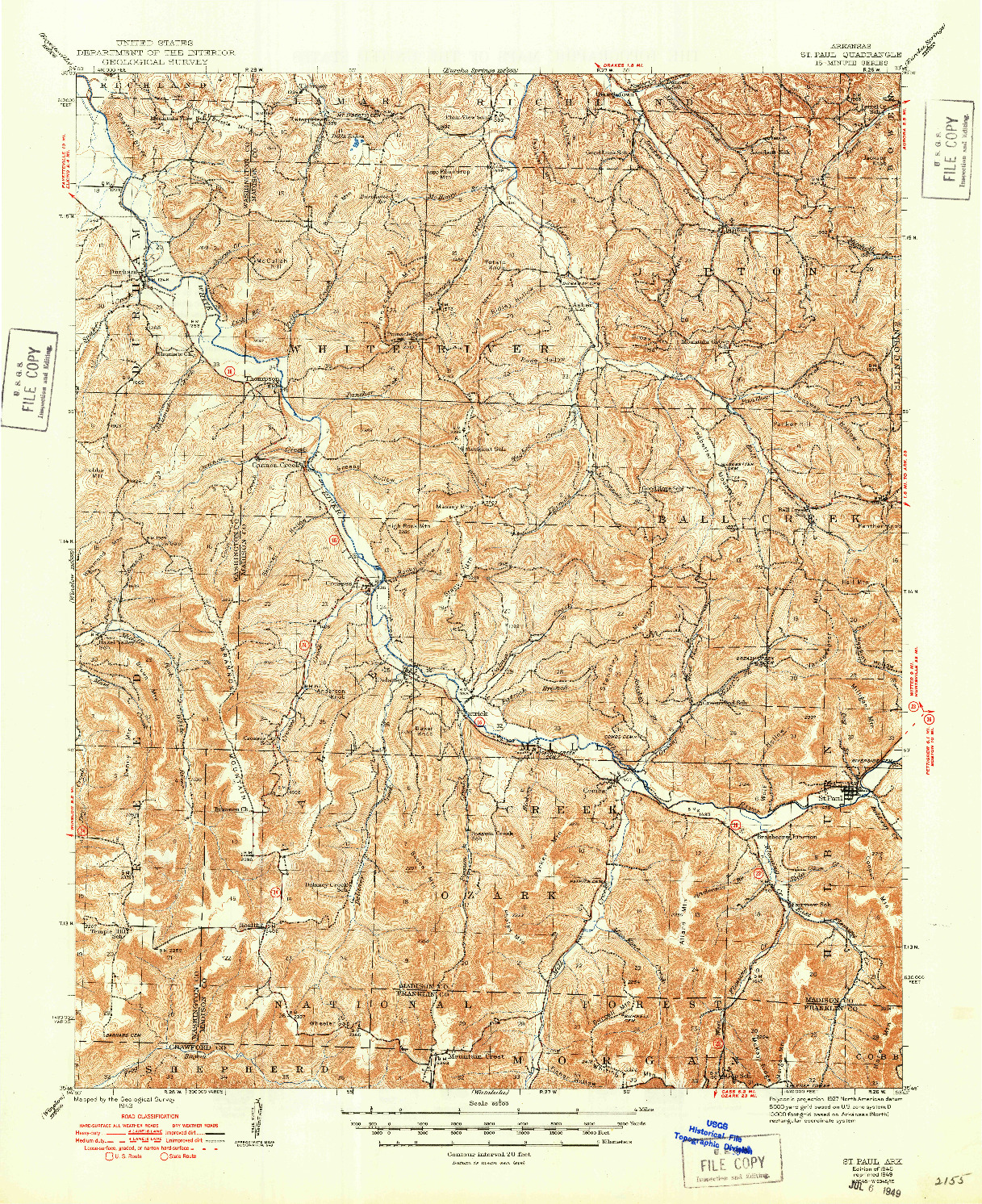 USGS 1:62500-SCALE QUADRANGLE FOR ST. PAUL, AR 1946