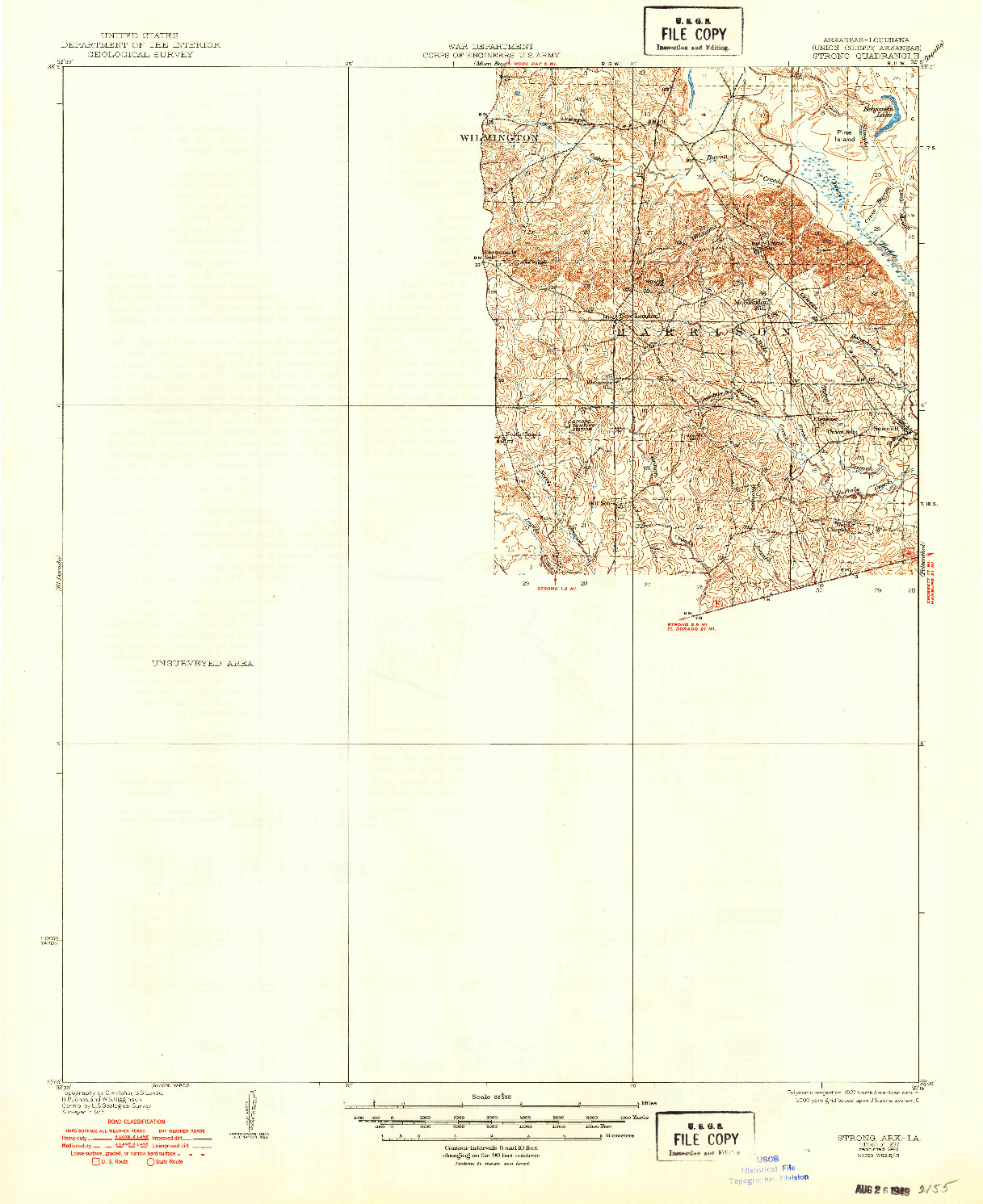 USGS 1:62500-SCALE QUADRANGLE FOR STRONG, AR 1937