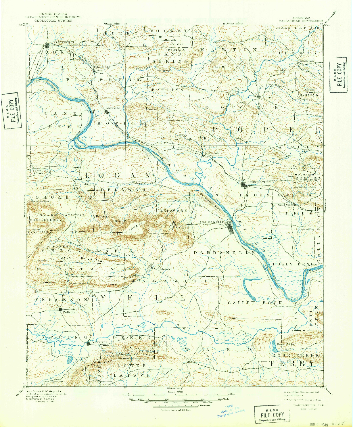 USGS 1:125000-SCALE QUADRANGLE FOR DARDANELLE, AR 1890