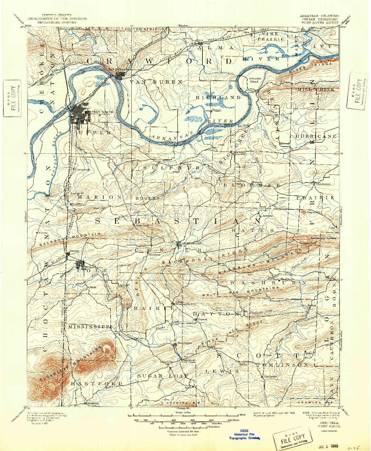 USGS 1:125000-SCALE QUADRANGLE FOR FORT SMITH, AR 1890