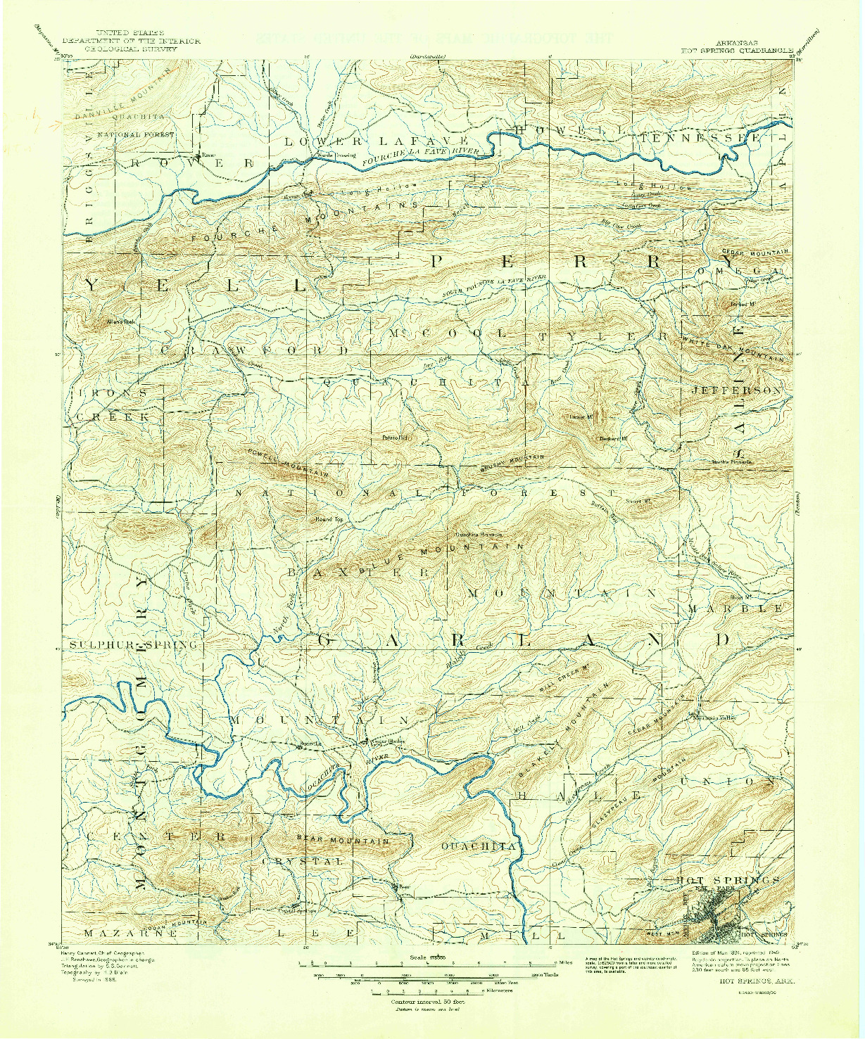 USGS 1:125000-SCALE QUADRANGLE FOR HOT SPRINGS, AR 1894