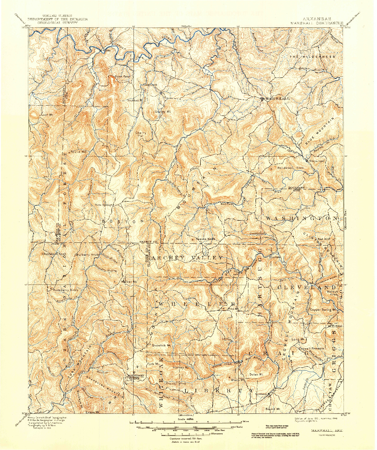 USGS 1:125000-SCALE QUADRANGLE FOR MARSHALL, AR 1901