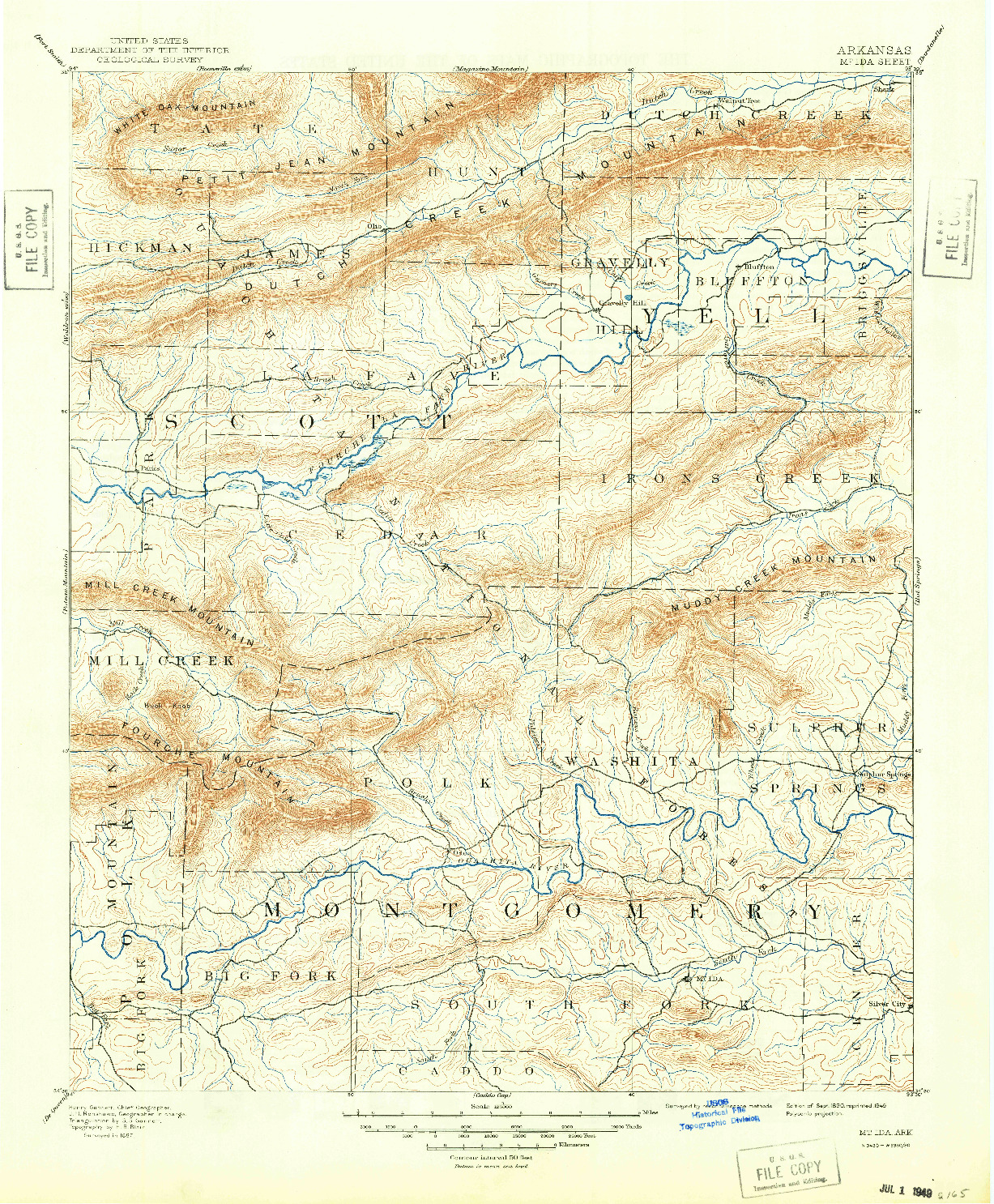 USGS 1:125000-SCALE QUADRANGLE FOR MT IDA, AR 1890