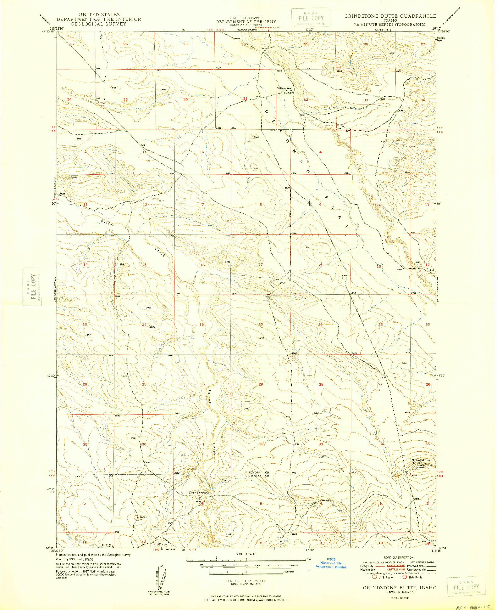 USGS 1:24000-SCALE QUADRANGLE FOR GRINDSTONE BUTTE, ID 1949