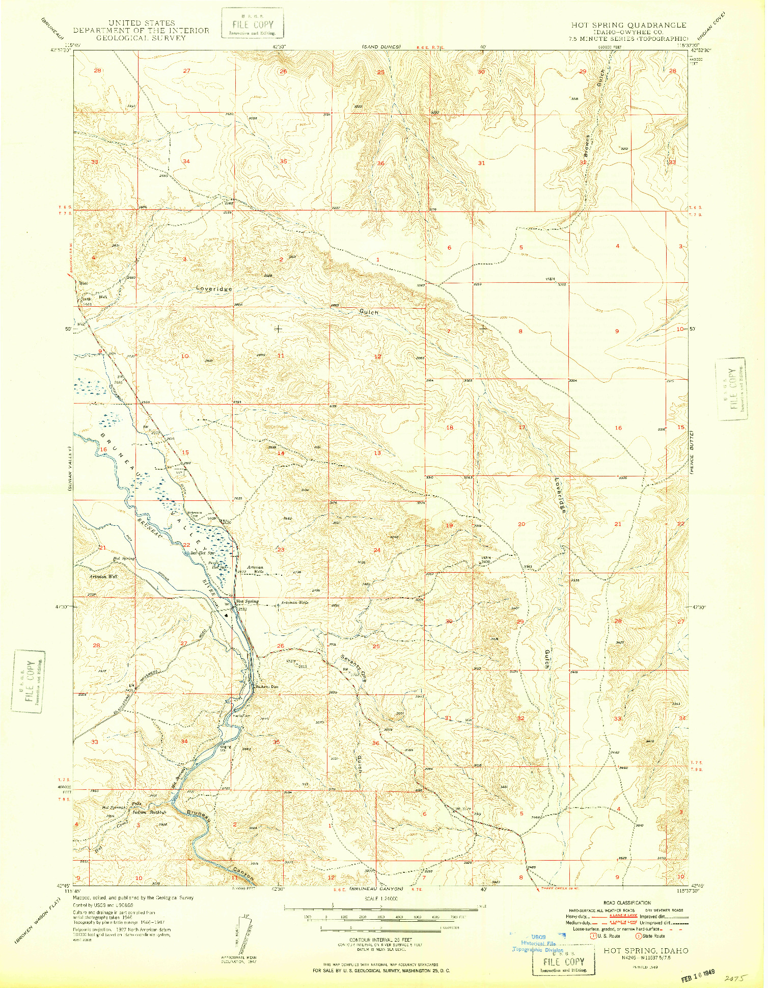 USGS 1:24000-SCALE QUADRANGLE FOR HOT SPRING, ID 1949