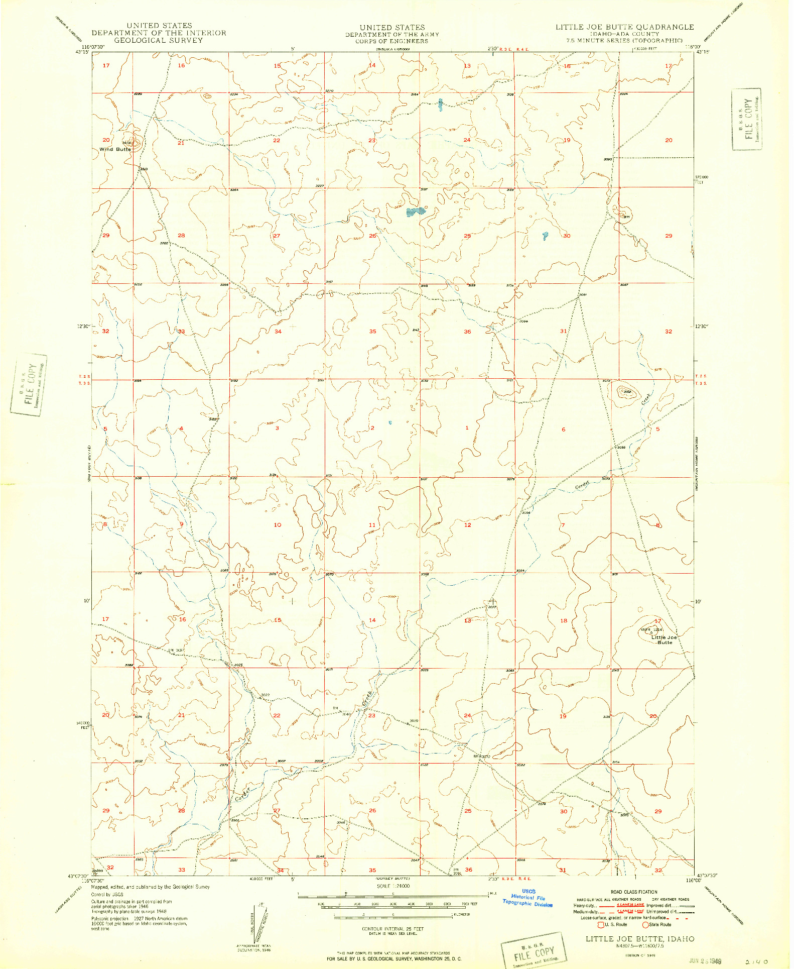 USGS 1:24000-SCALE QUADRANGLE FOR LITTLE JOE BUTTE, ID 1949