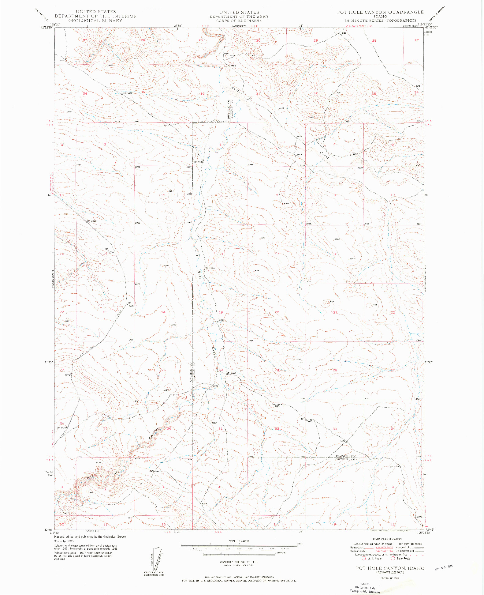 USGS 1:24000-SCALE QUADRANGLE FOR POT HOLE CANYON, ID 1949