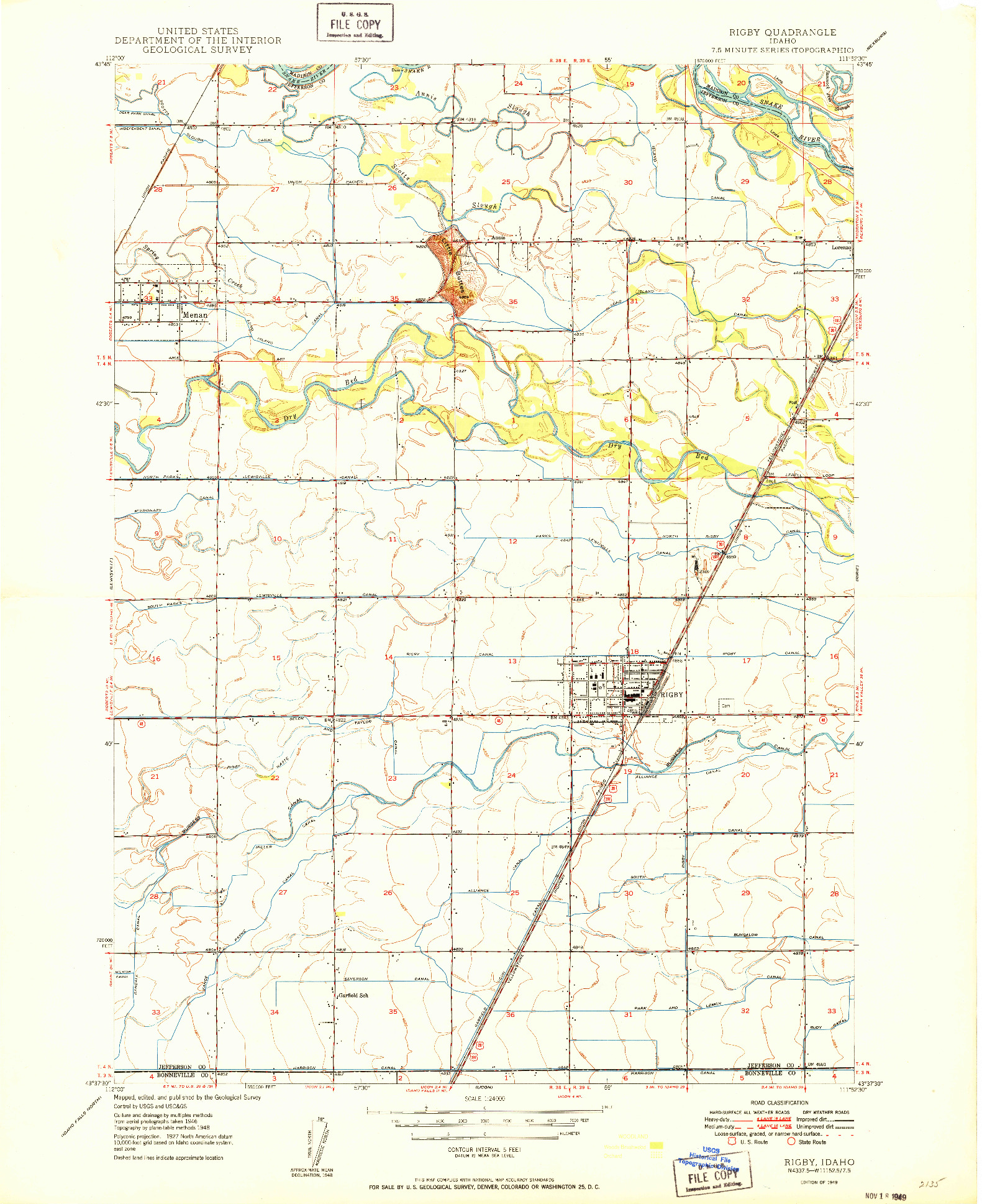 USGS 1:24000-SCALE QUADRANGLE FOR RIGBY, ID 1949