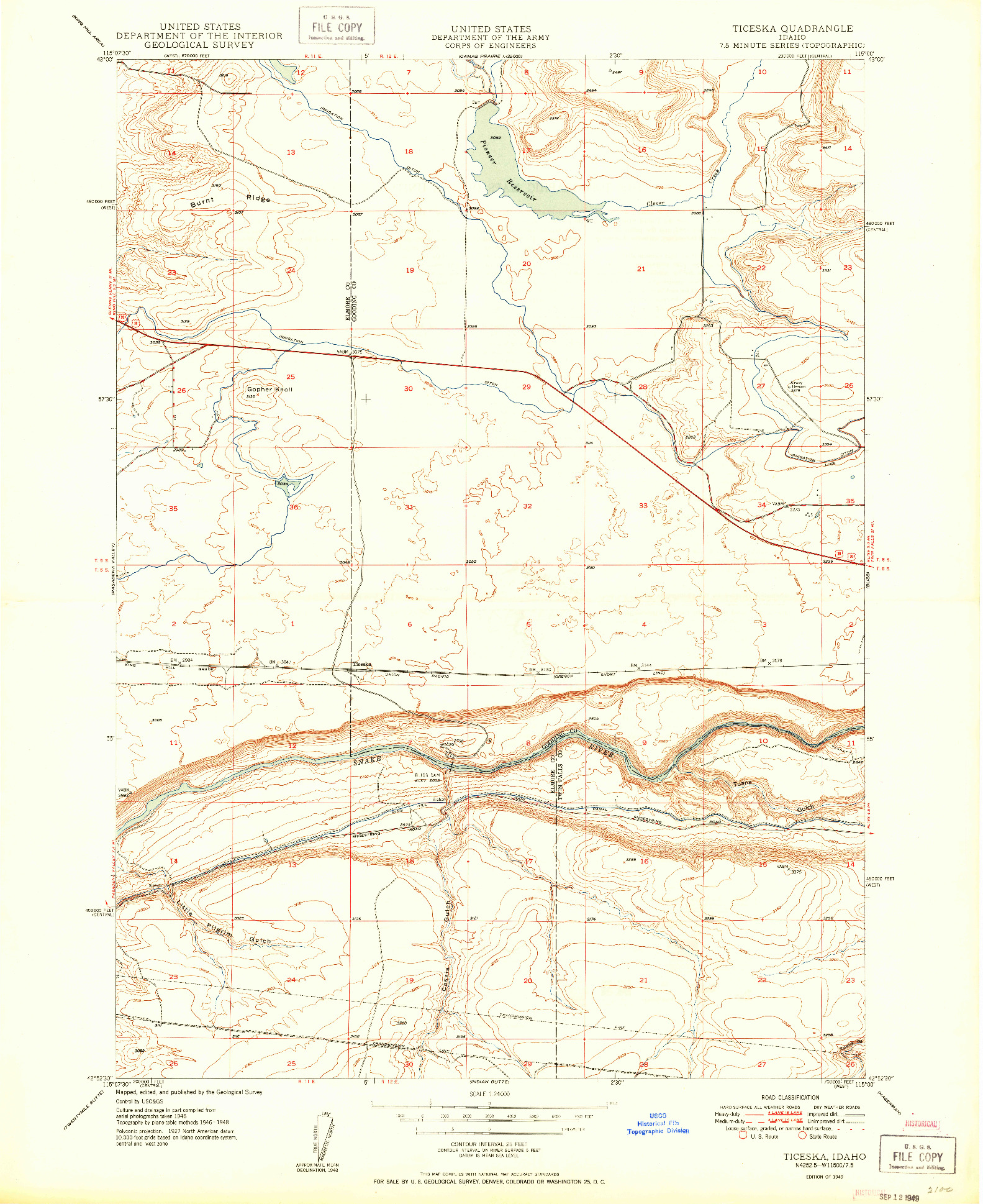 USGS 1:24000-SCALE QUADRANGLE FOR TICESKA, ID 1949